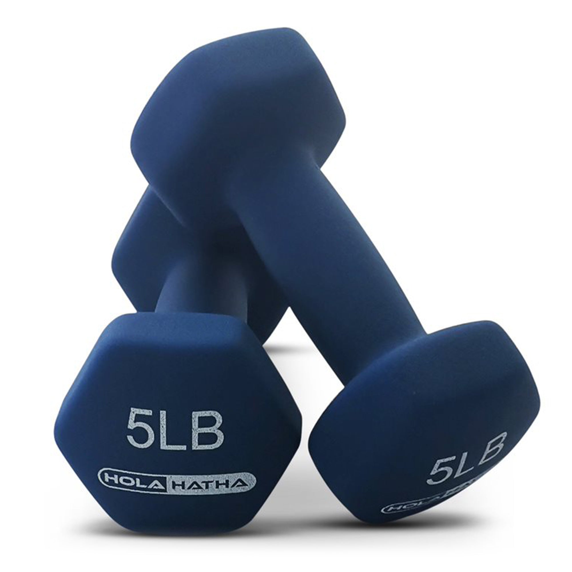 HolaHatha 2, 3, & 5 Lb Neoprene Dumbbell Free Hand Weight Set w/ Rack, Red/Blue - Smart-nests