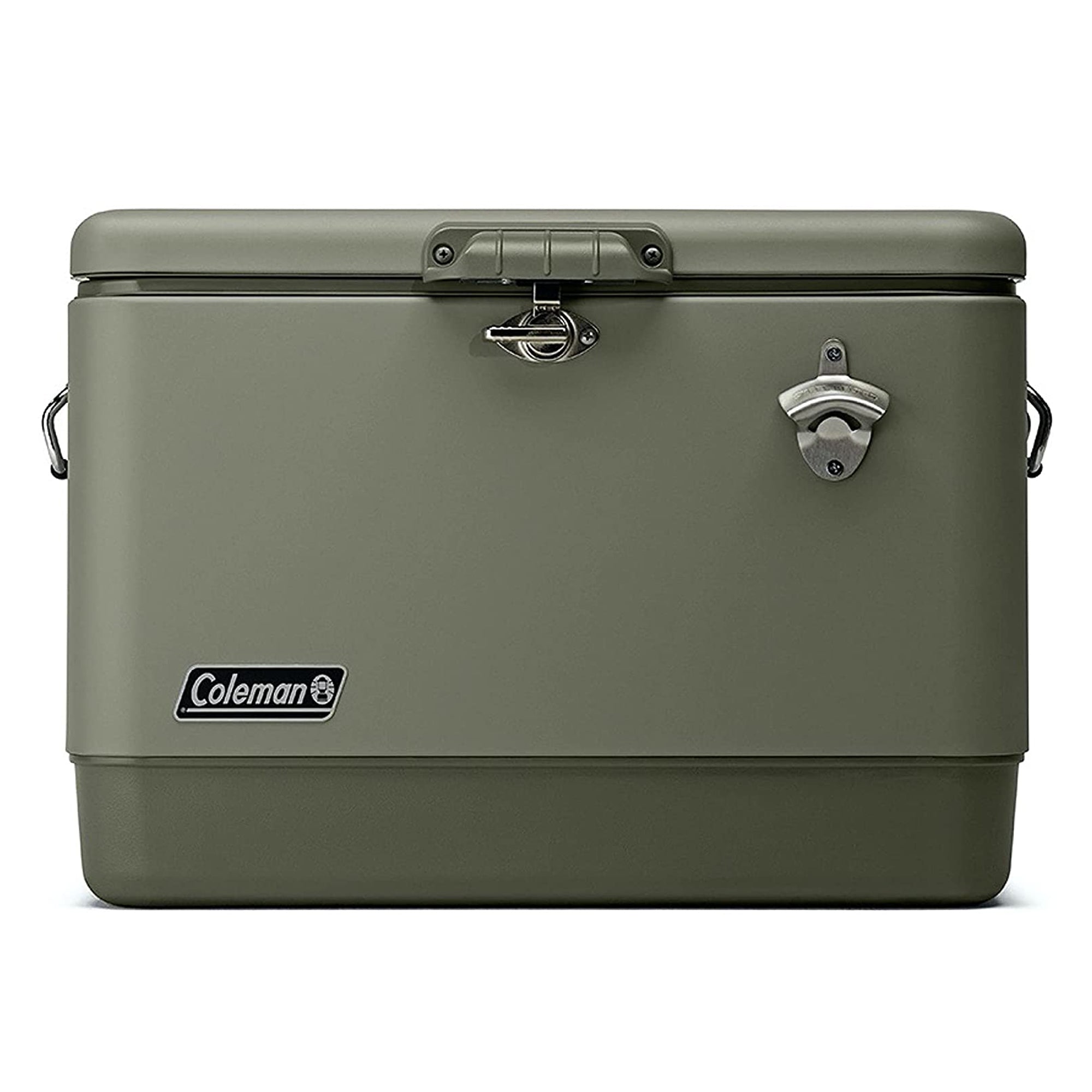 Coleman Reunion 54-Quart Ice Chest Stainless Steel Belted Matte Cooler, Sage - Smart-nests
