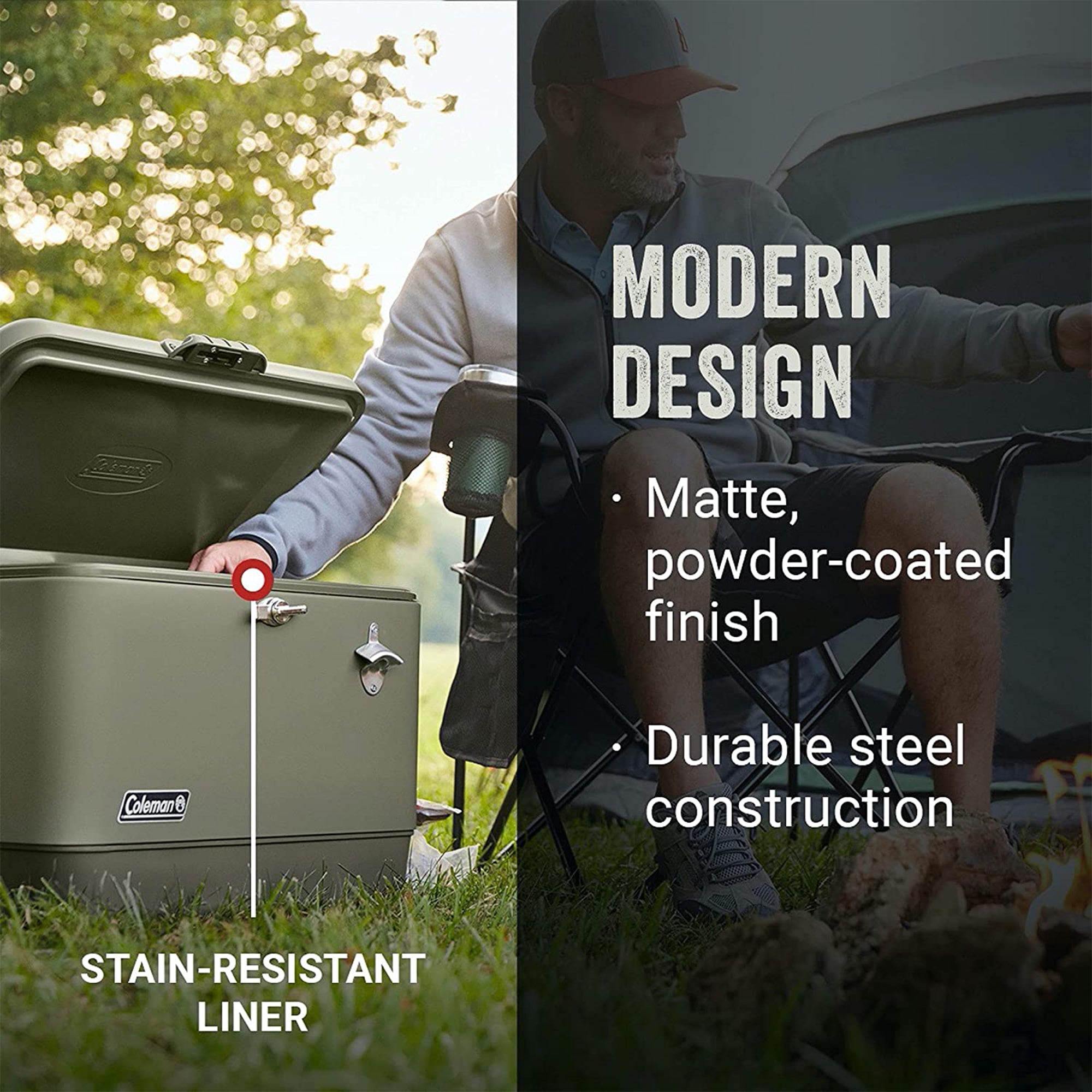 Coleman Reunion 54-Quart Ice Chest Stainless Steel Belted Matte Cooler, Sage - Smart-nests