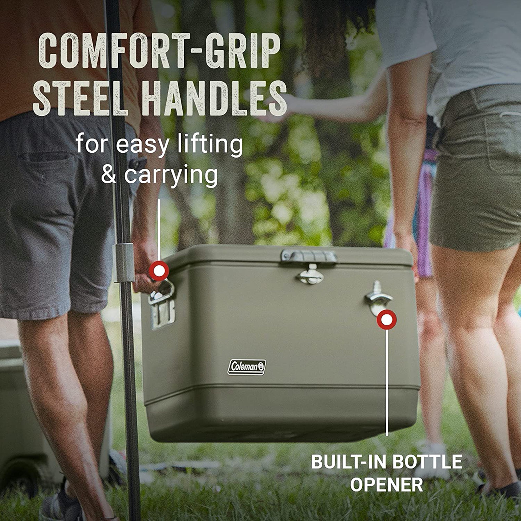 Coleman Reunion 54-Quart Ice Chest Stainless Steel Belted Matte Cooler, Sage - Smart-nests