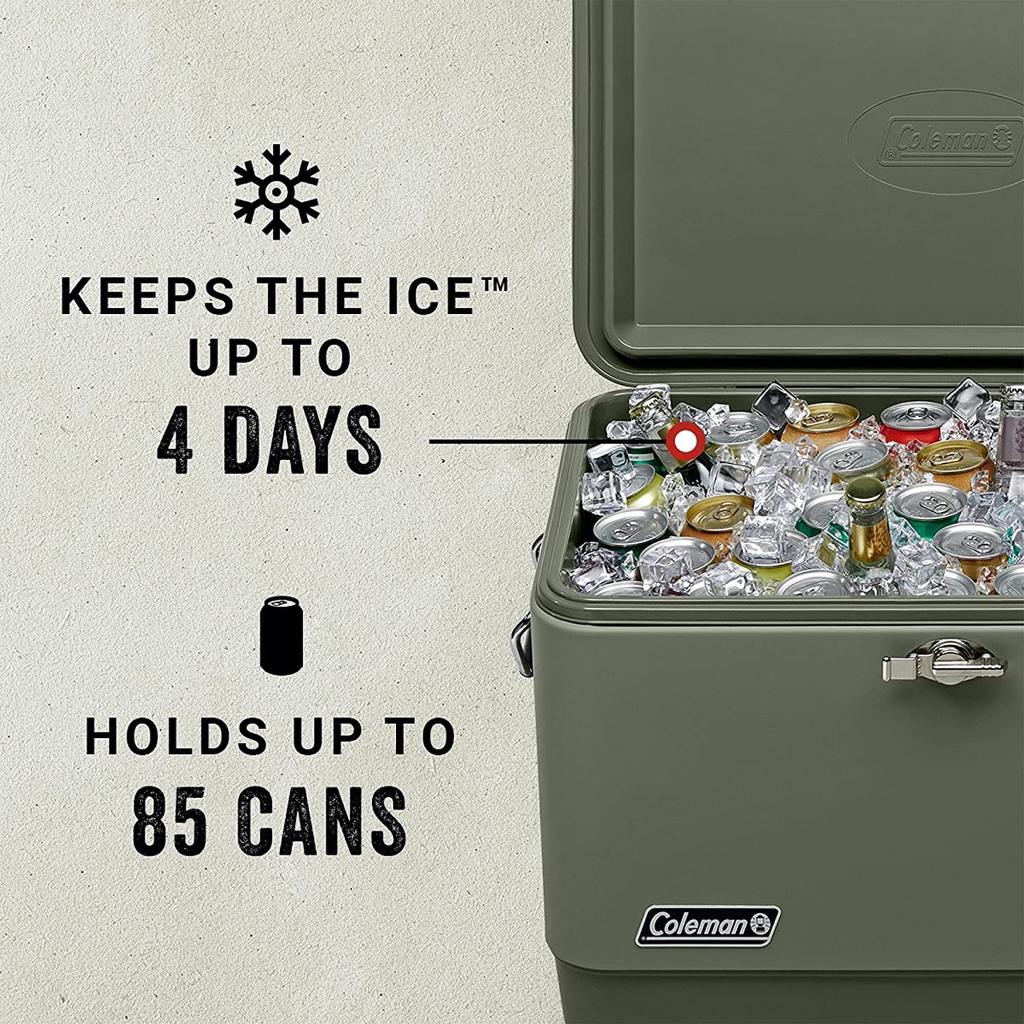 Coleman Reunion 54-Quart Ice Chest Stainless Steel Belted Matte Cooler, Sage - Smart-nests