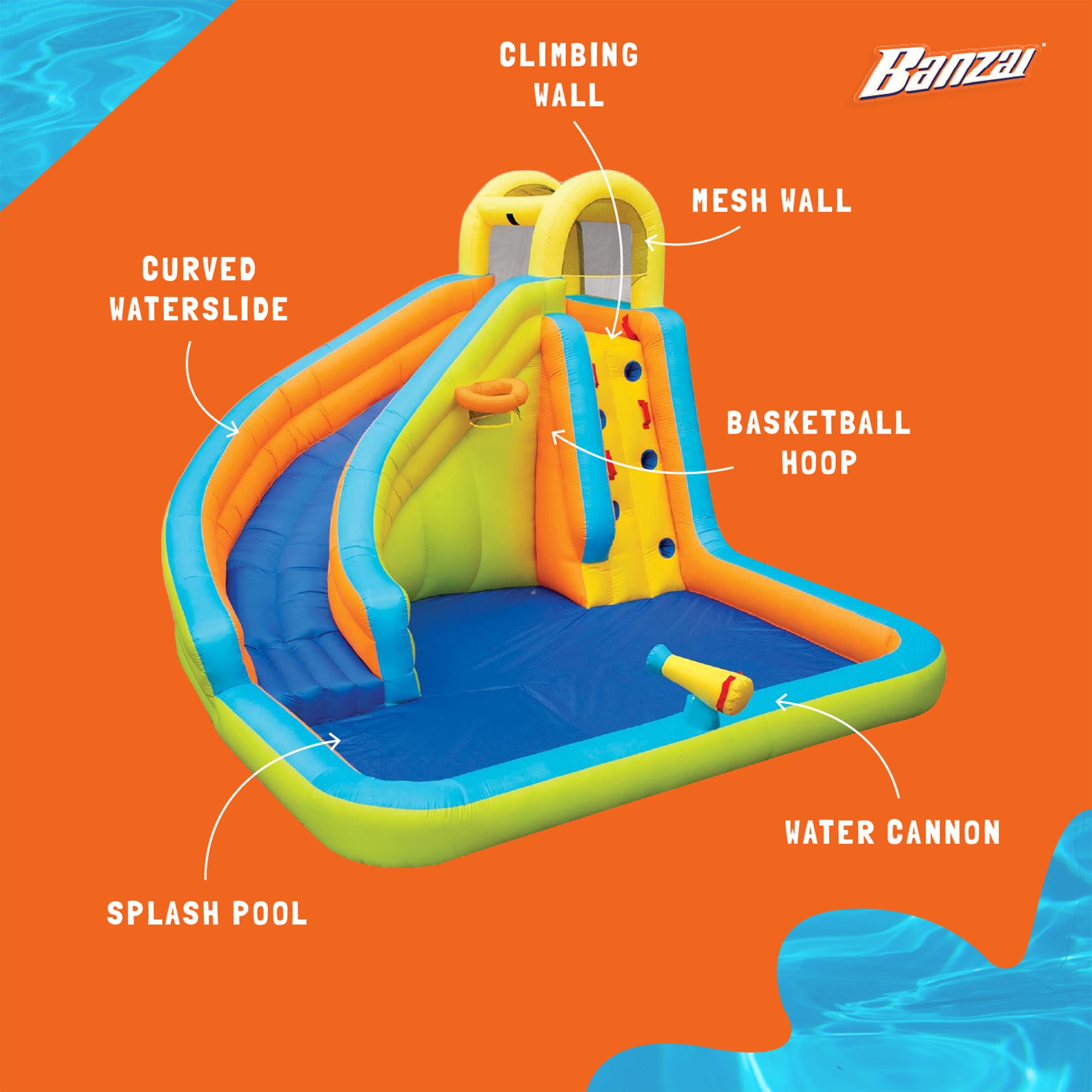 Banzai Splash 'N Blast Kids Outdoor Backyard Inflatable Water Slide Splash Park - Smart-nests