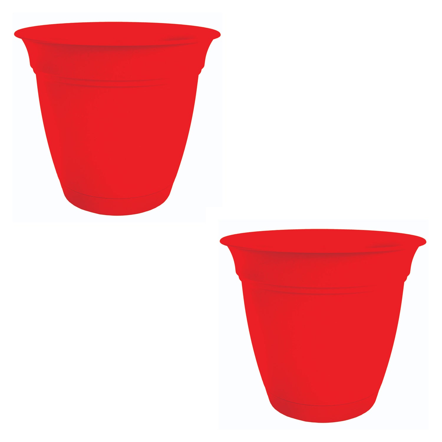 HC Companies 6 Inch Eclipse Planter w/ Attached Saucer, Strawberry Red (2 Pack) - Smart-nests