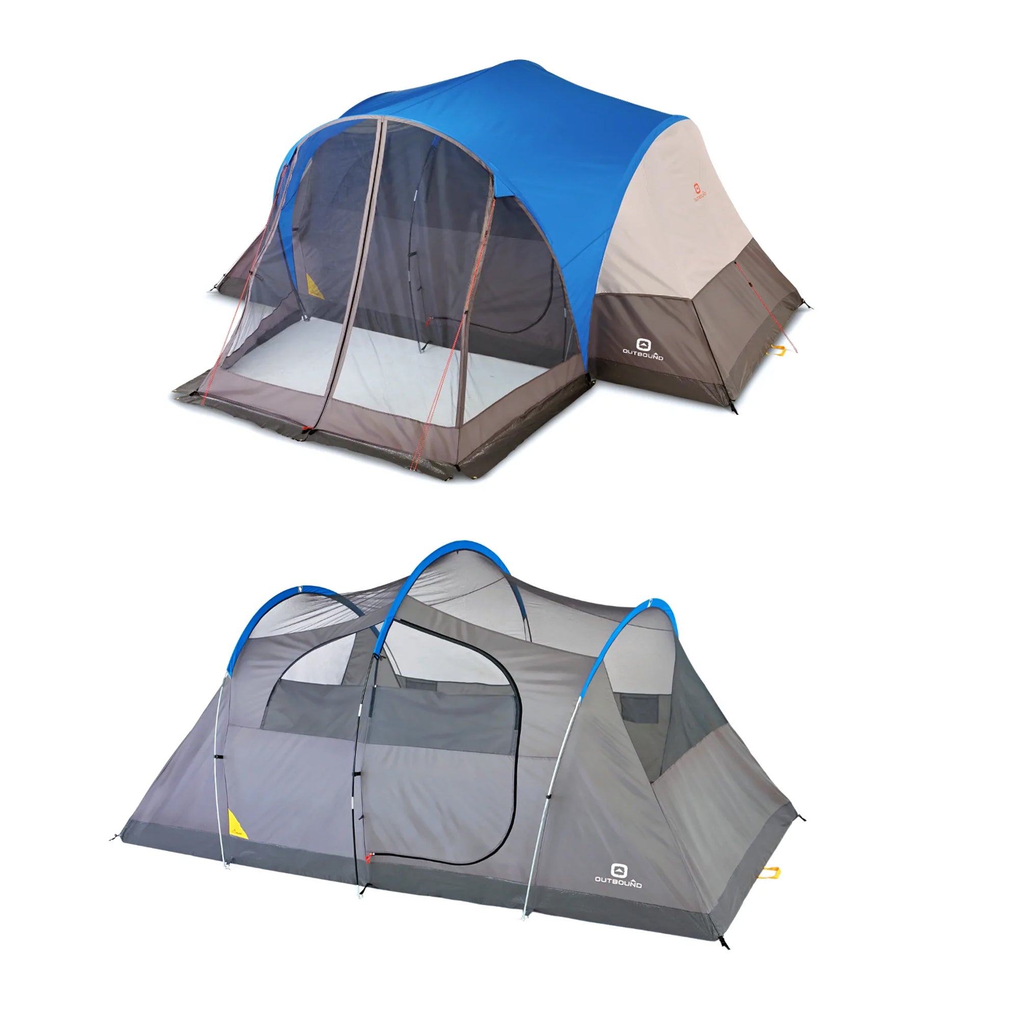 Outbound 8 Person 3 Season Easy Up Camping Dome Tent with Rainfly & Porch, Blue - Smart-nests
