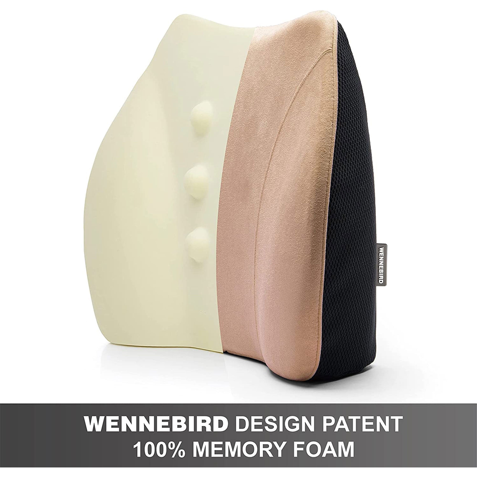 WENNEBIRD Model Q Lumbar Memory Foam Support Pillow to Improve Posture, Beige - Smart-nests