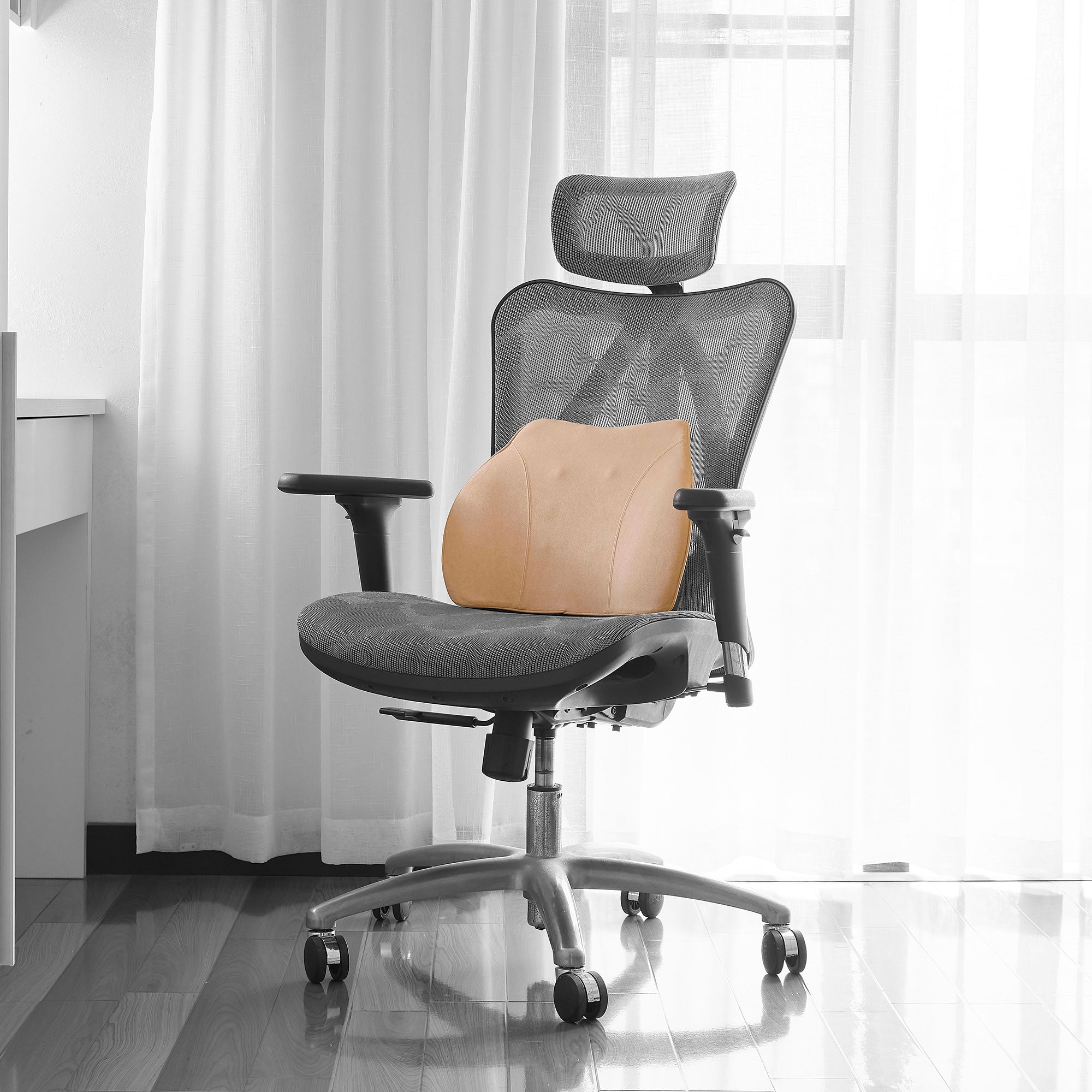 WENNEBIRD Model Q Lumbar Memory Foam Support Pillow to Improve Posture, Beige - Smart-nests