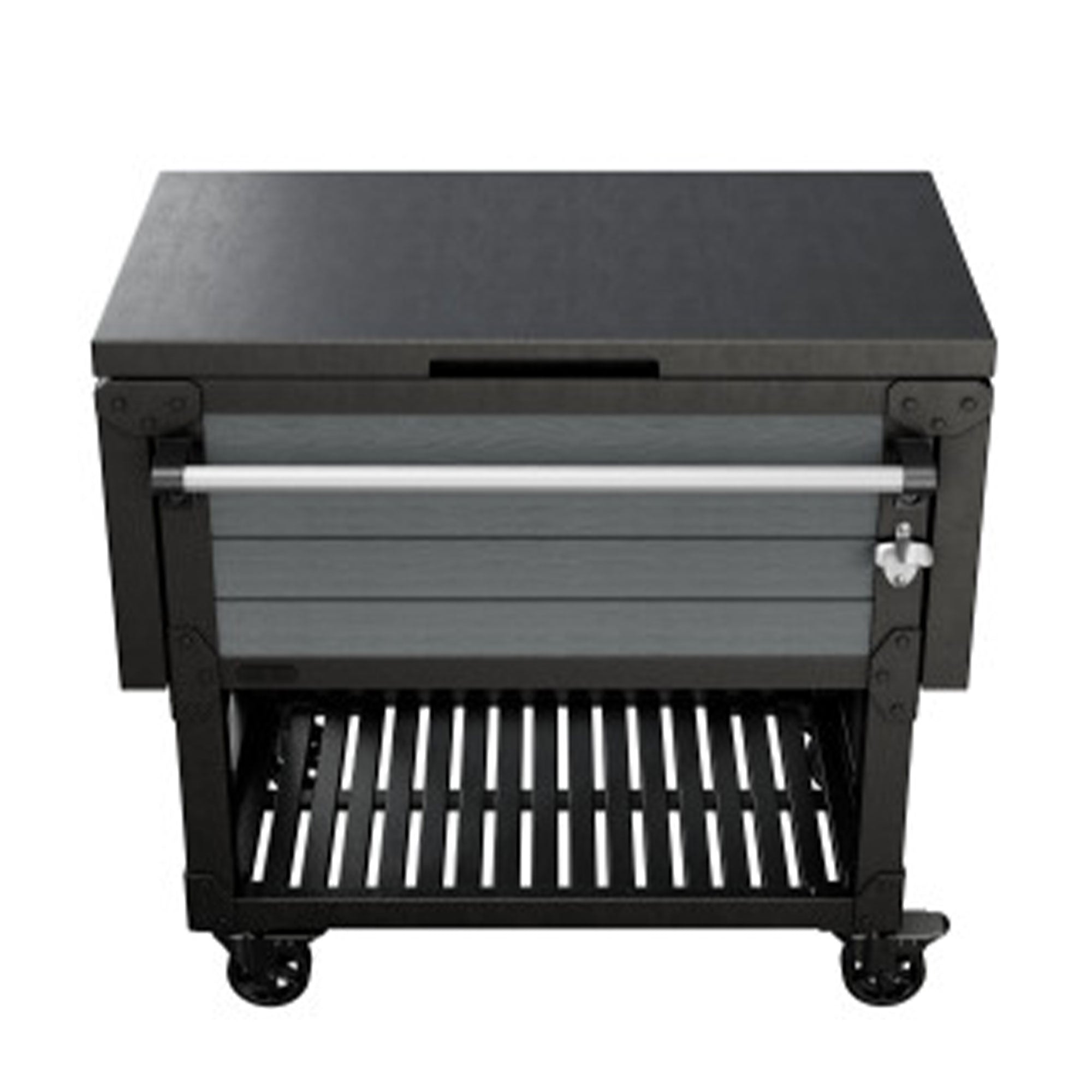 Keter Outdoor Patio Cooler Chest, 89.8 Qt Beverage Bar Cart w/ Wheels(For Parts)