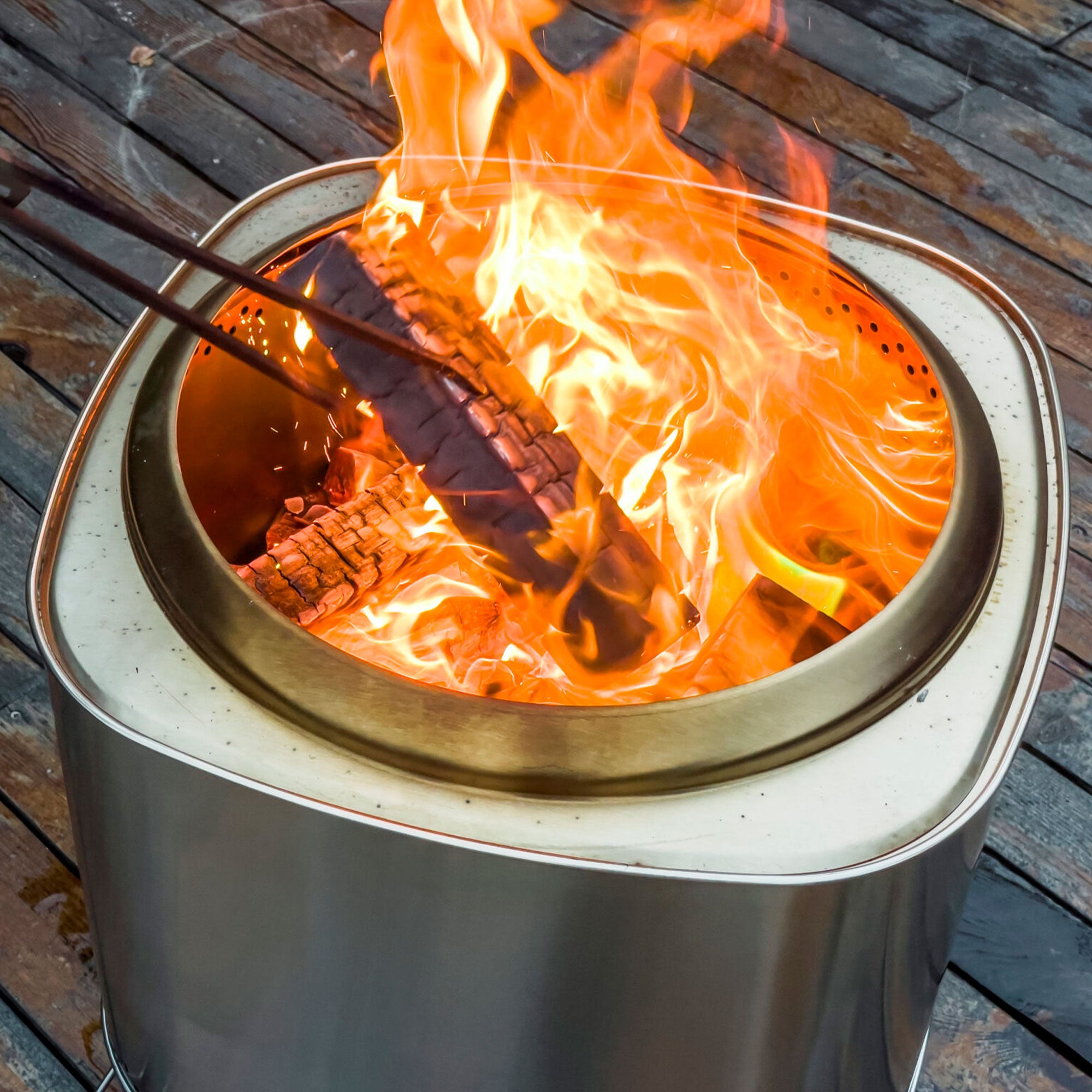 Flame Engine 19 Inch Square Smokeless Fire Pit w/Carry Bag, 304 Stainless Steel - Smart-nests