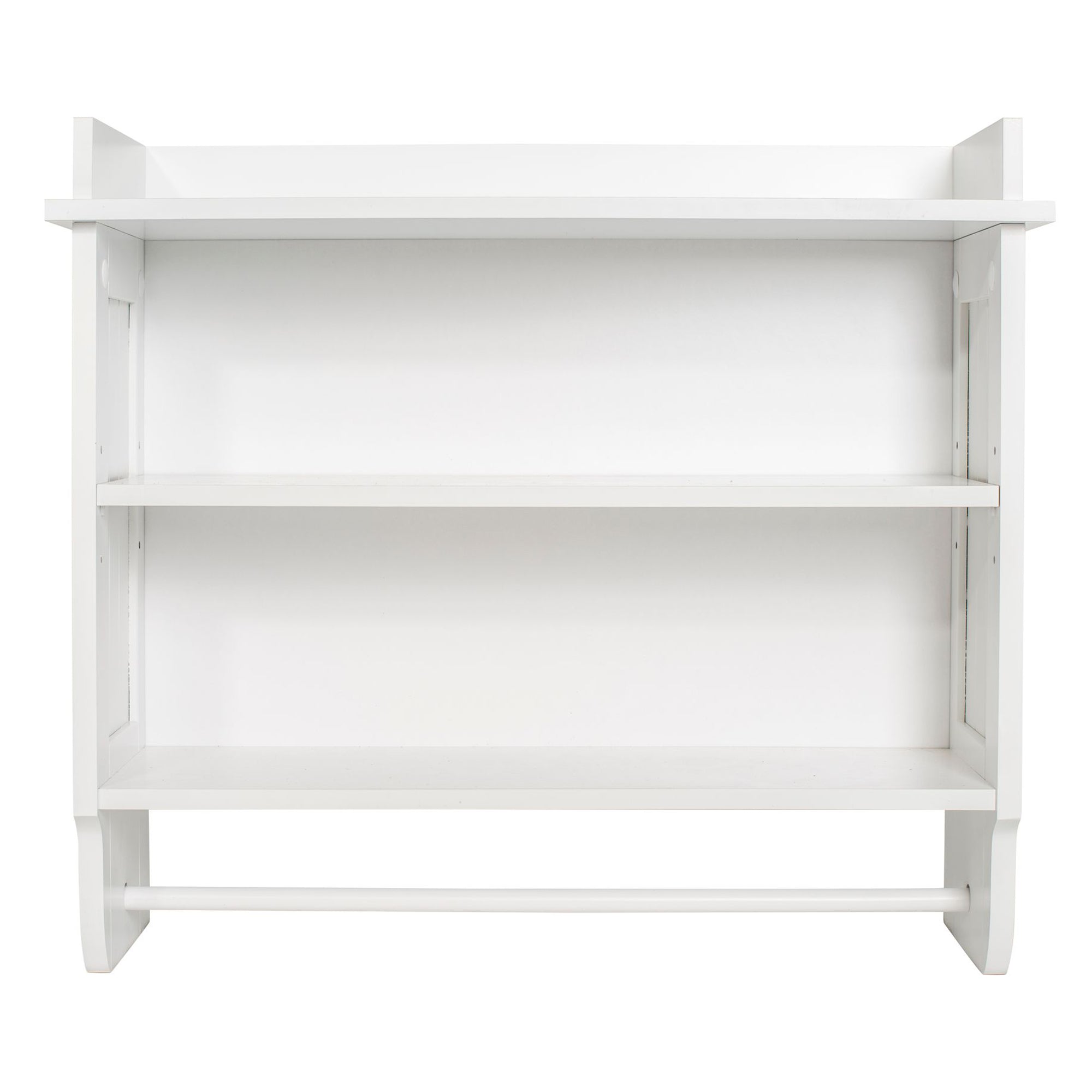 Redmon Contemporary Country Floating Wooden Wall Shelf with Towel Bar, White - Smart-nests