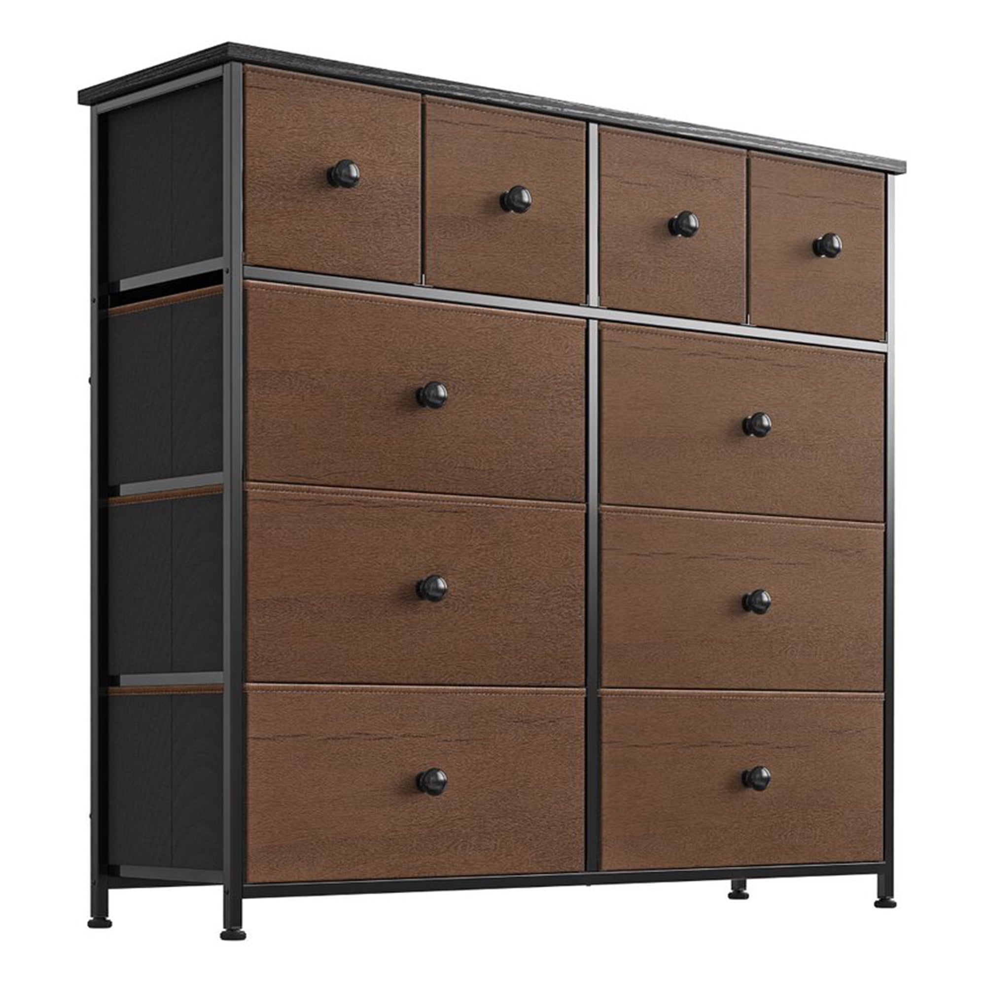10 Drawer Steel Frame Bedroom Storage Organizer Chest Dresser (Open Box) - Smart-nests