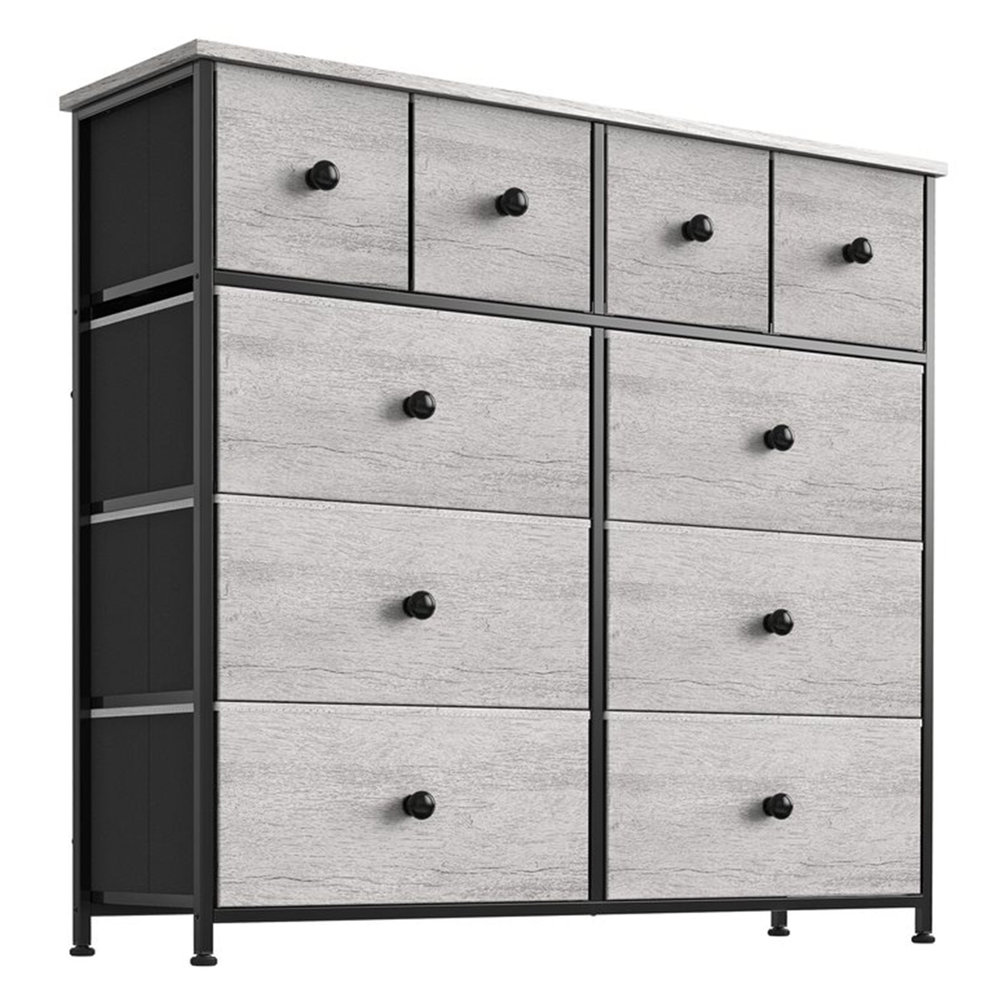 10 Drawer Steel Frame Bedroom Storage Organizer Dresser, Dark Taupe (Open Box) - Smart-nests