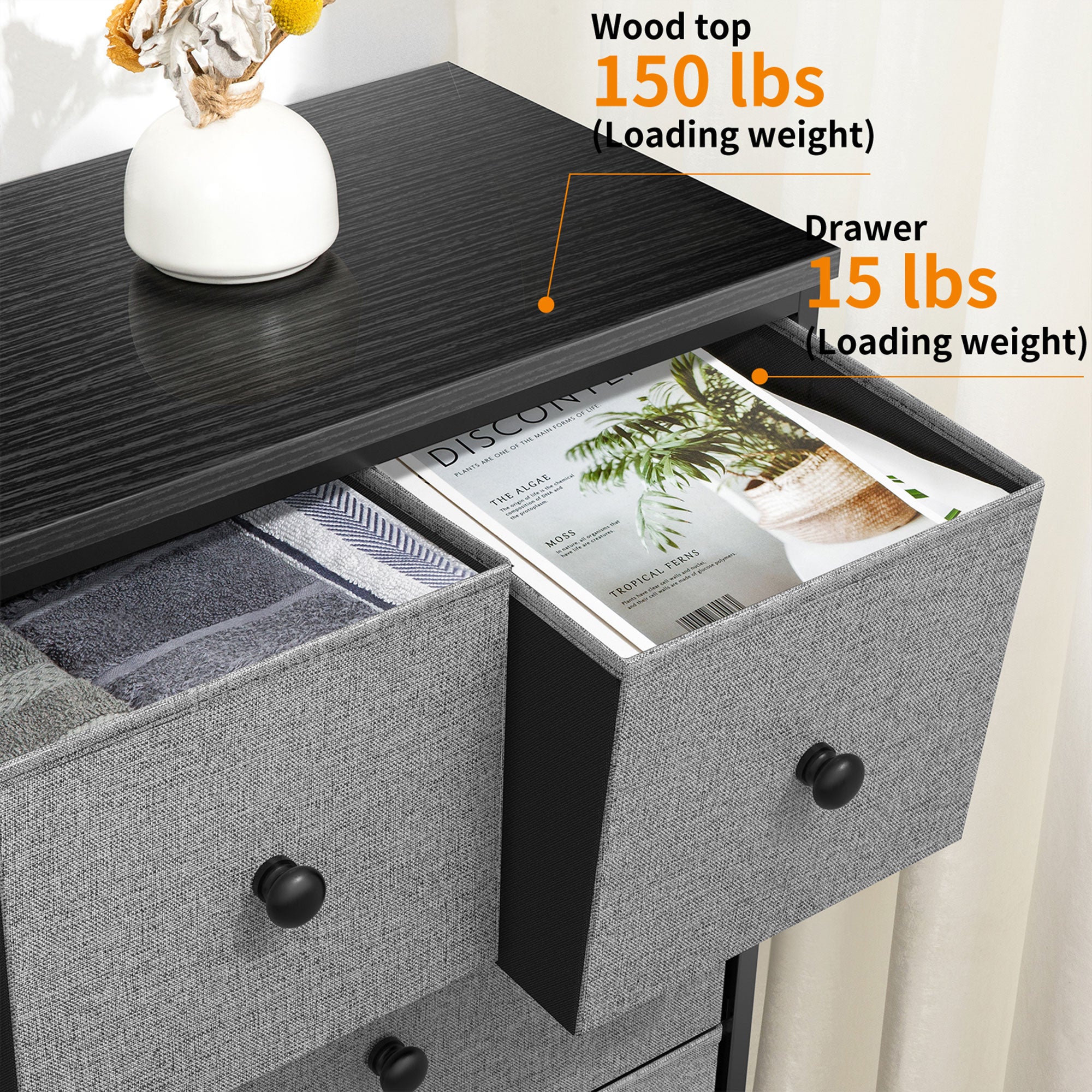 10 Drawer Steel Frame Bedroom Storage Organizer Dresser, Light Grey (Open Box) - Smart-nests