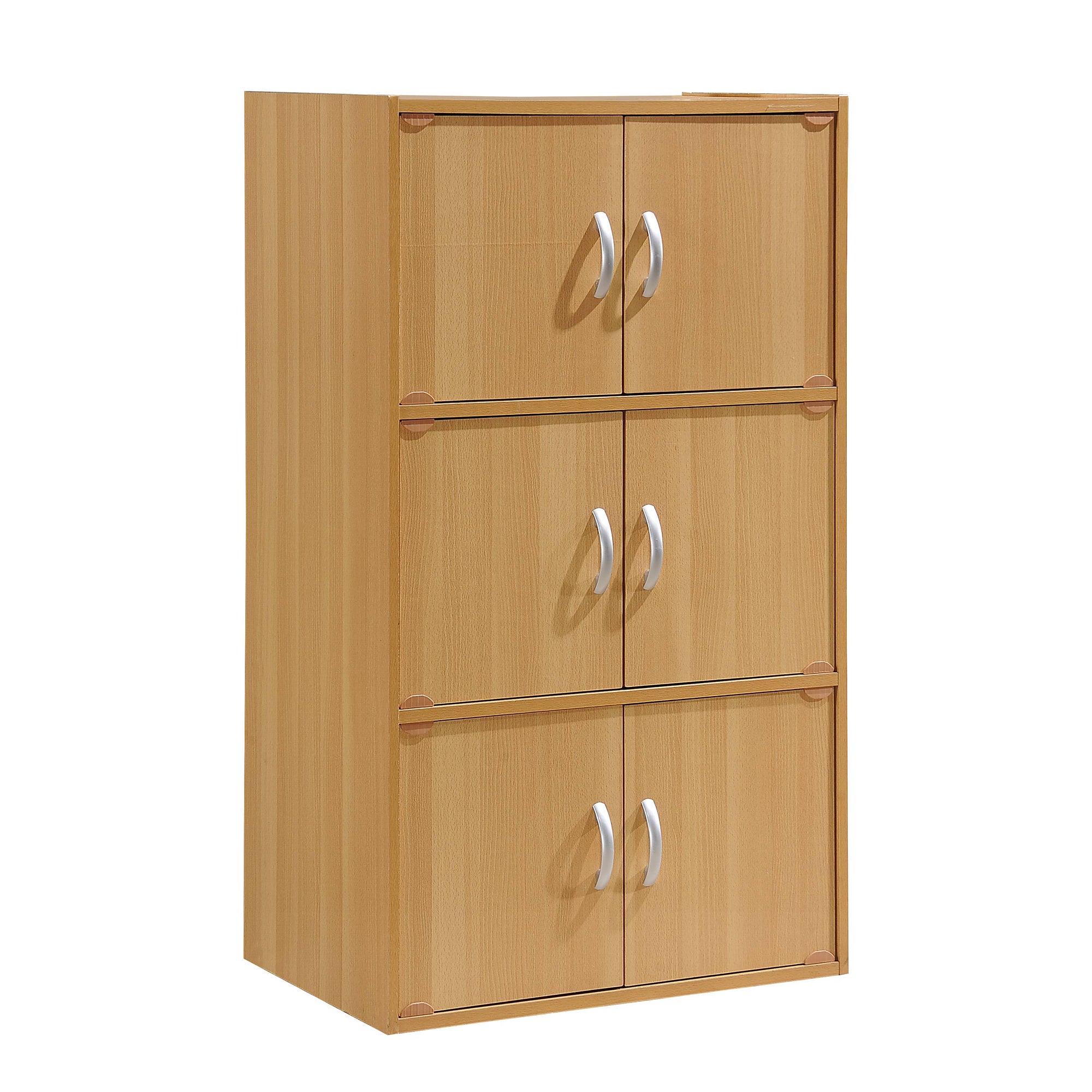 Hodedah 6 Door Enclosed Multipurpose Storage Cabinet for Home and Office, Beech - Smart-nests