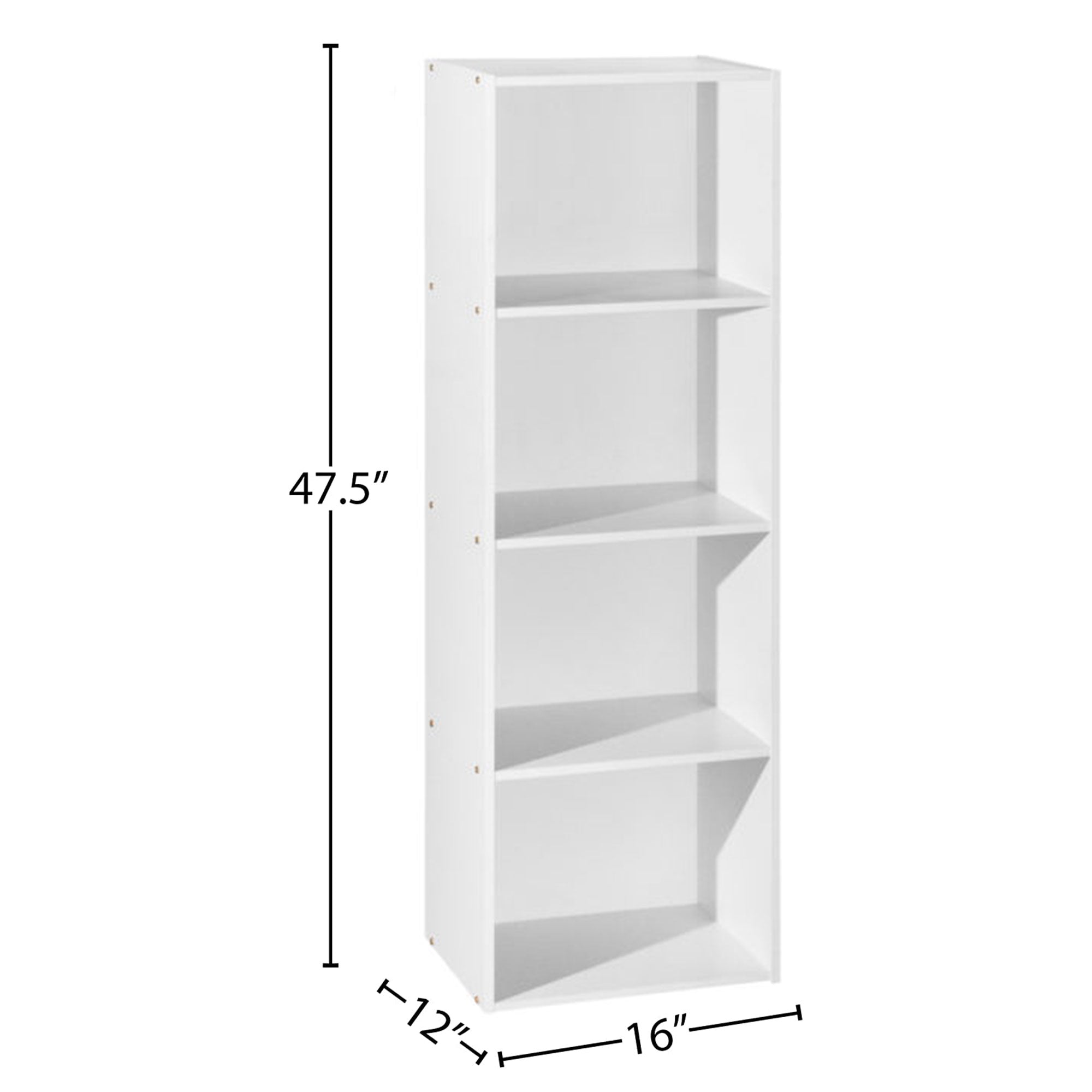 Hodedah 12 x 16 x 47 Inch 4 Shelf Bookcase and Office Organizer, White Finish - Smart-nests