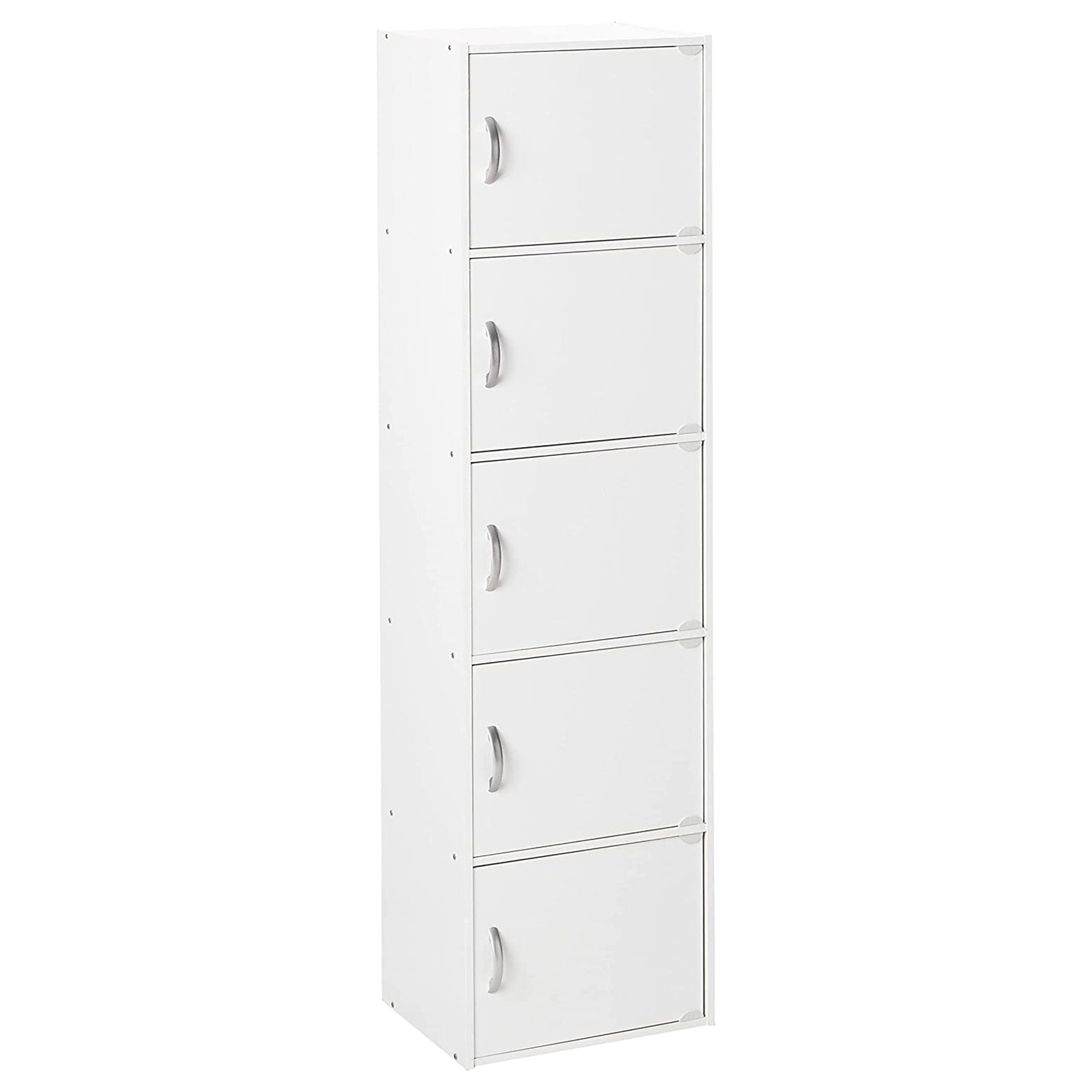Hodedah 5 Shelf Home and Office Enclosed Organization Storage Cabinet, White - Smart-nests