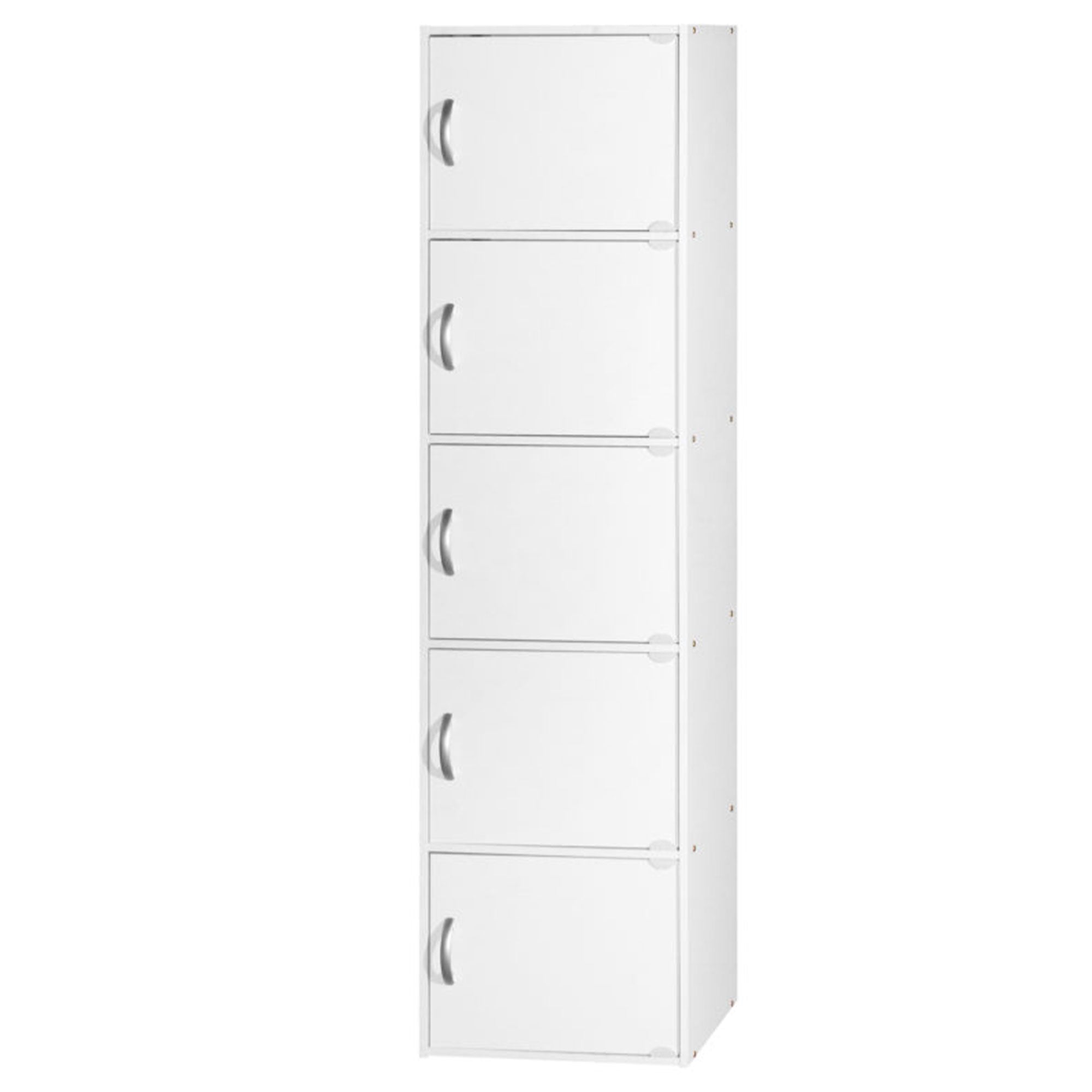 Hodedah 5 Shelf Home and Office Enclosed Organization Storage Cabinet, White - Smart-nests