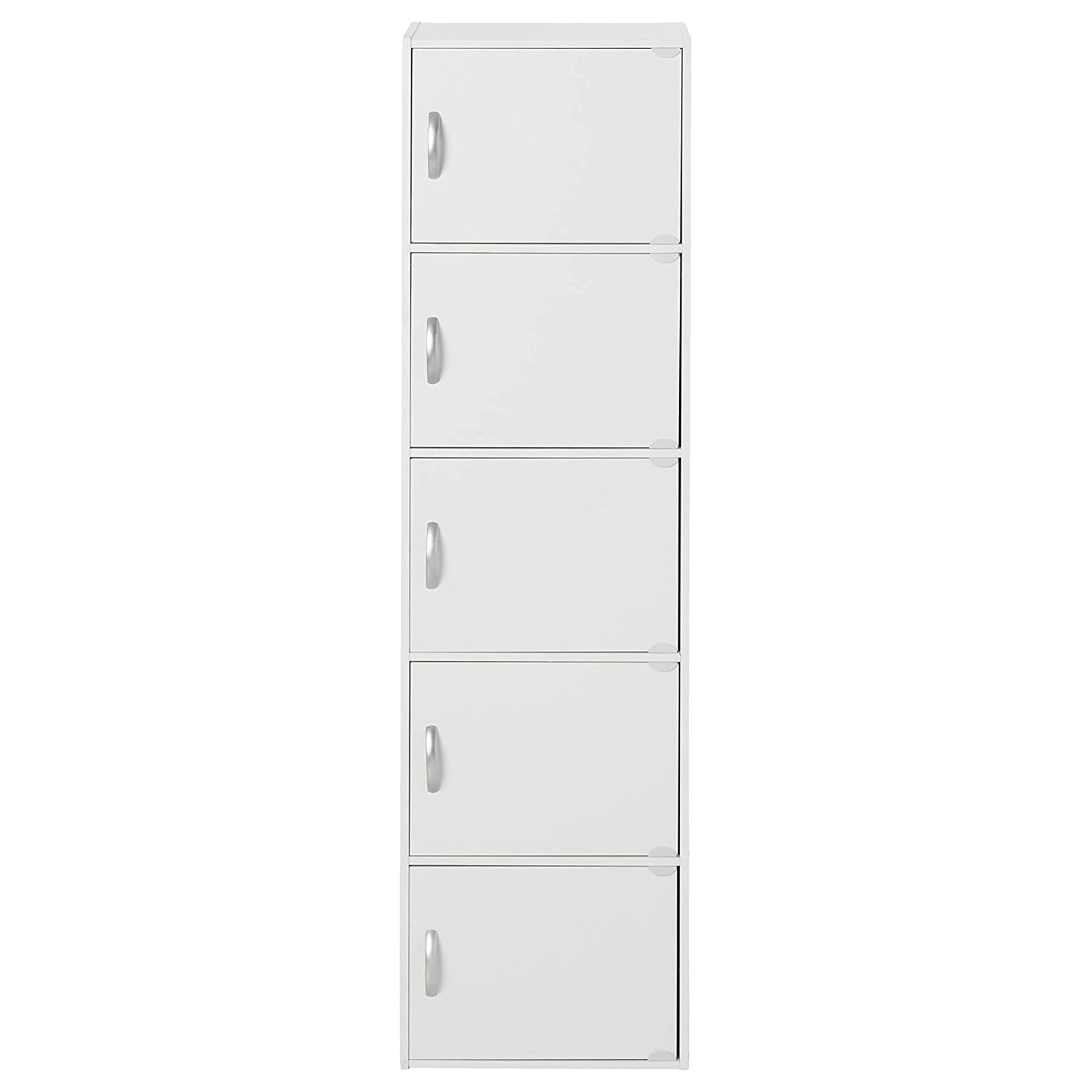 Hodedah 5 Shelf Home and Office Enclosed Organization Storage Cabinet, White - Smart-nests