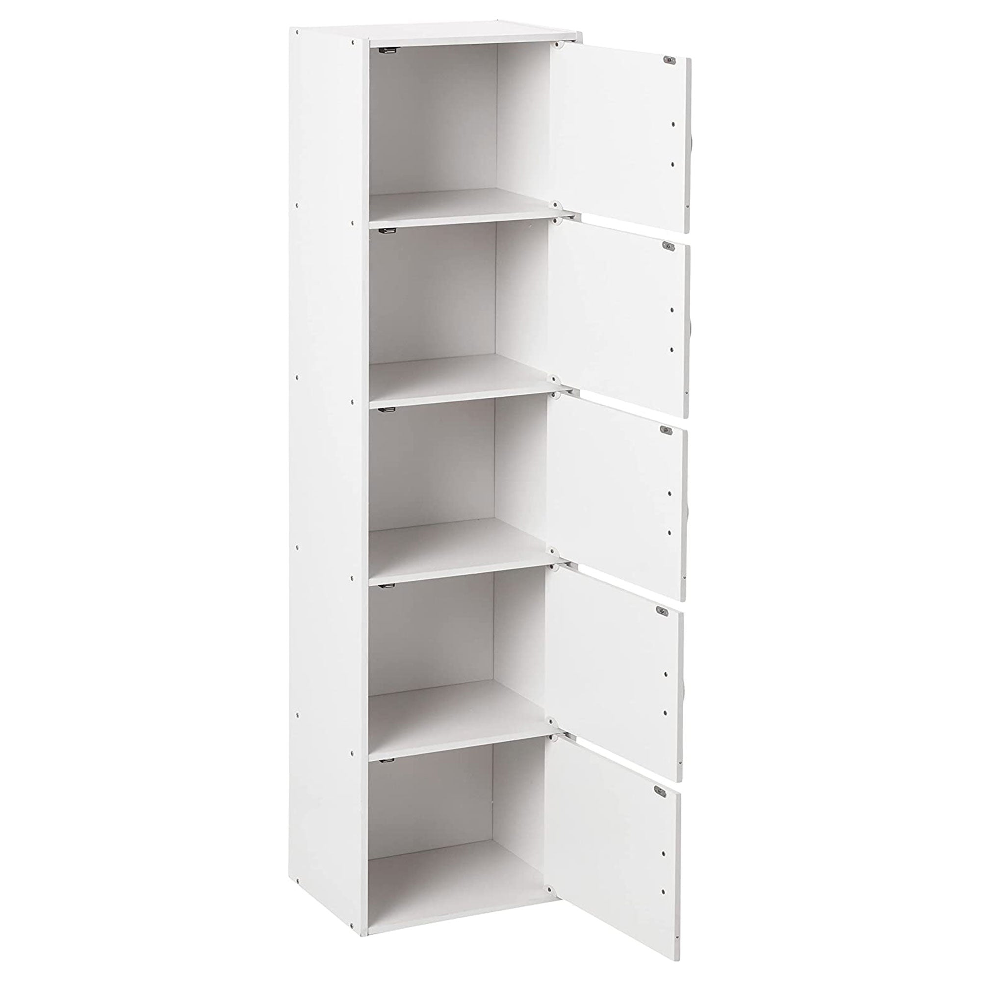 Hodedah 5 Shelf Home and Office Enclosed Organization Storage Cabinet, White - Smart-nests