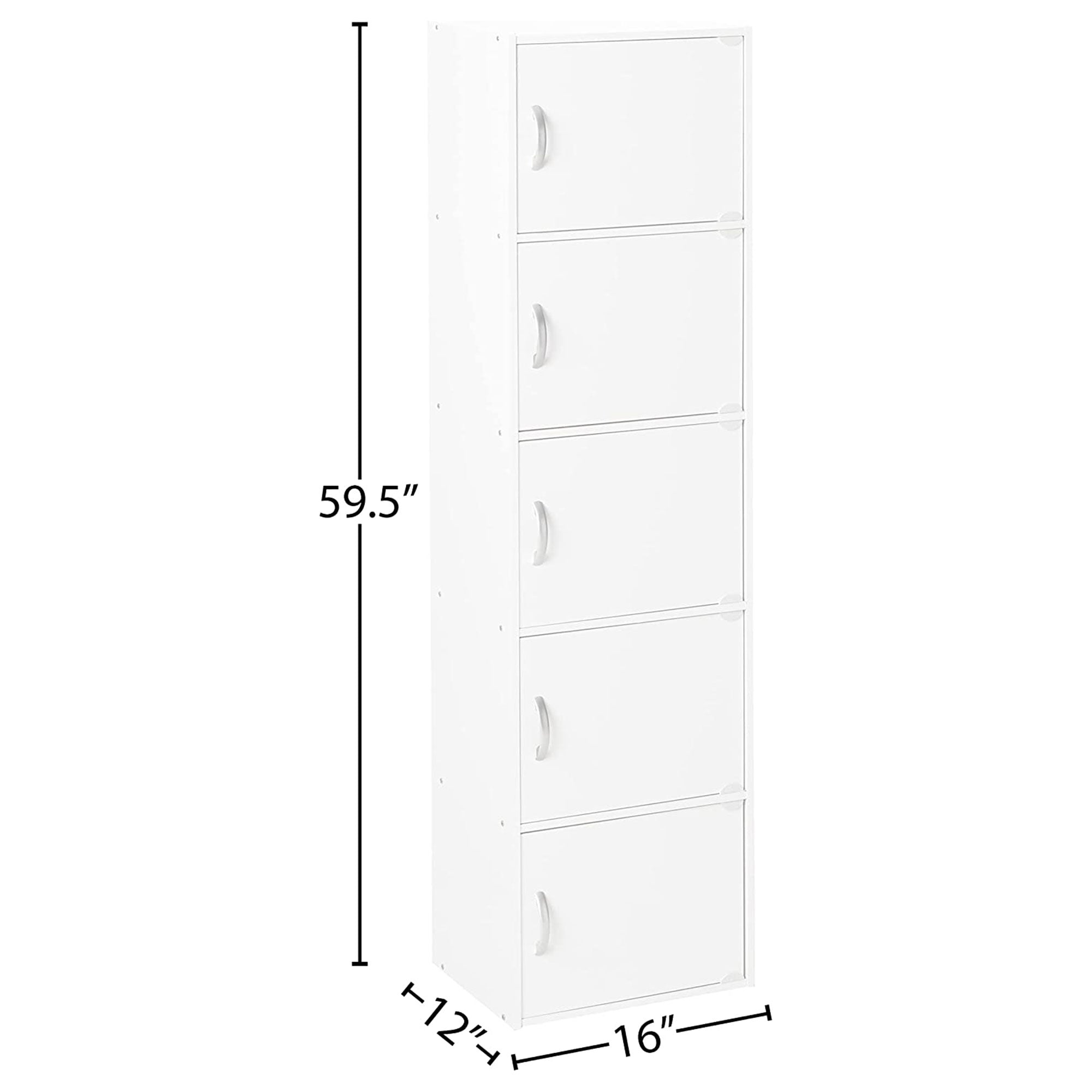Hodedah 5 Shelf Home and Office Enclosed Organization Storage Cabinet, White - Smart-nests