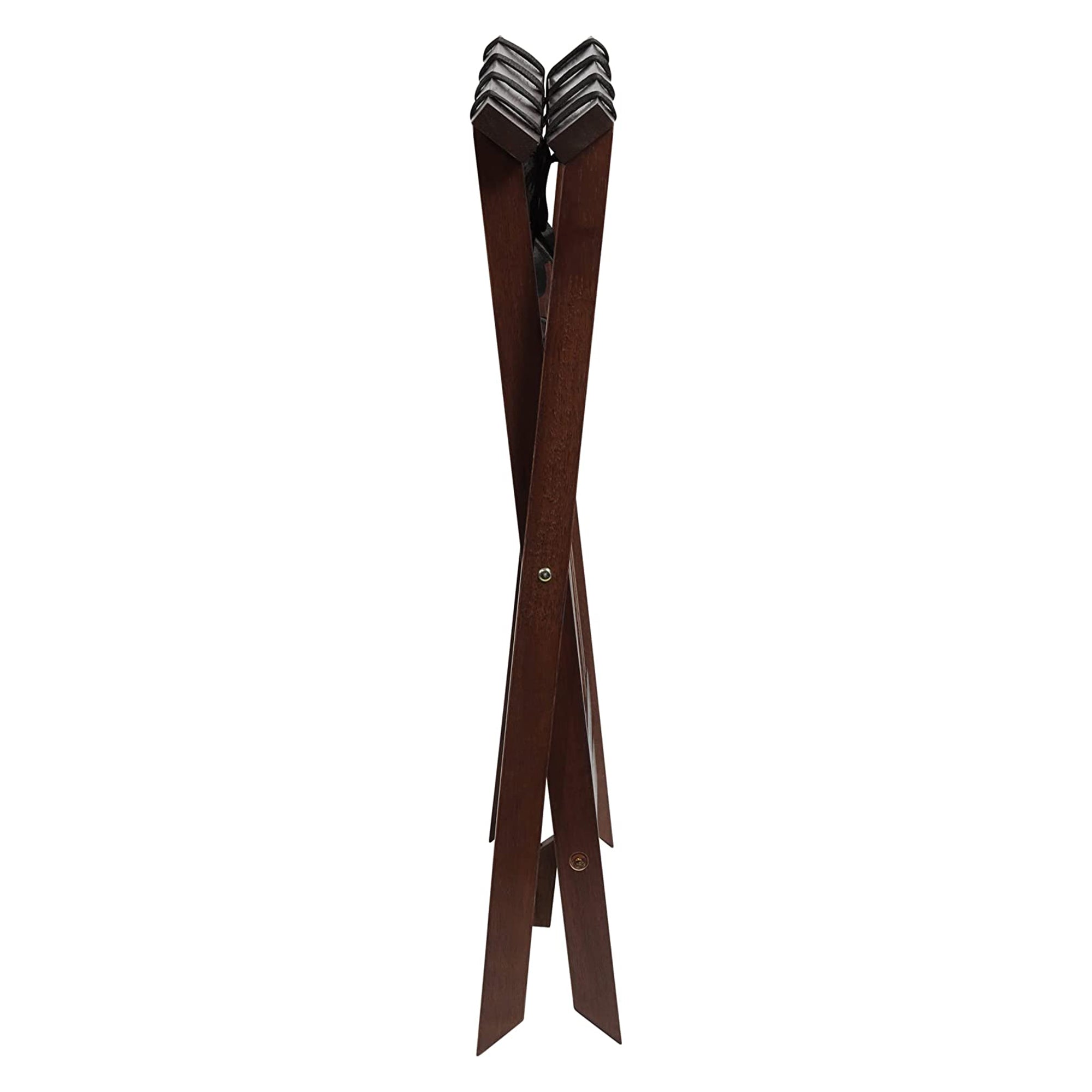 PJ Wood Hotel Style Wood Home Folding Suitcase Luggage Rack with Shelf, Walnut - Smart-nests