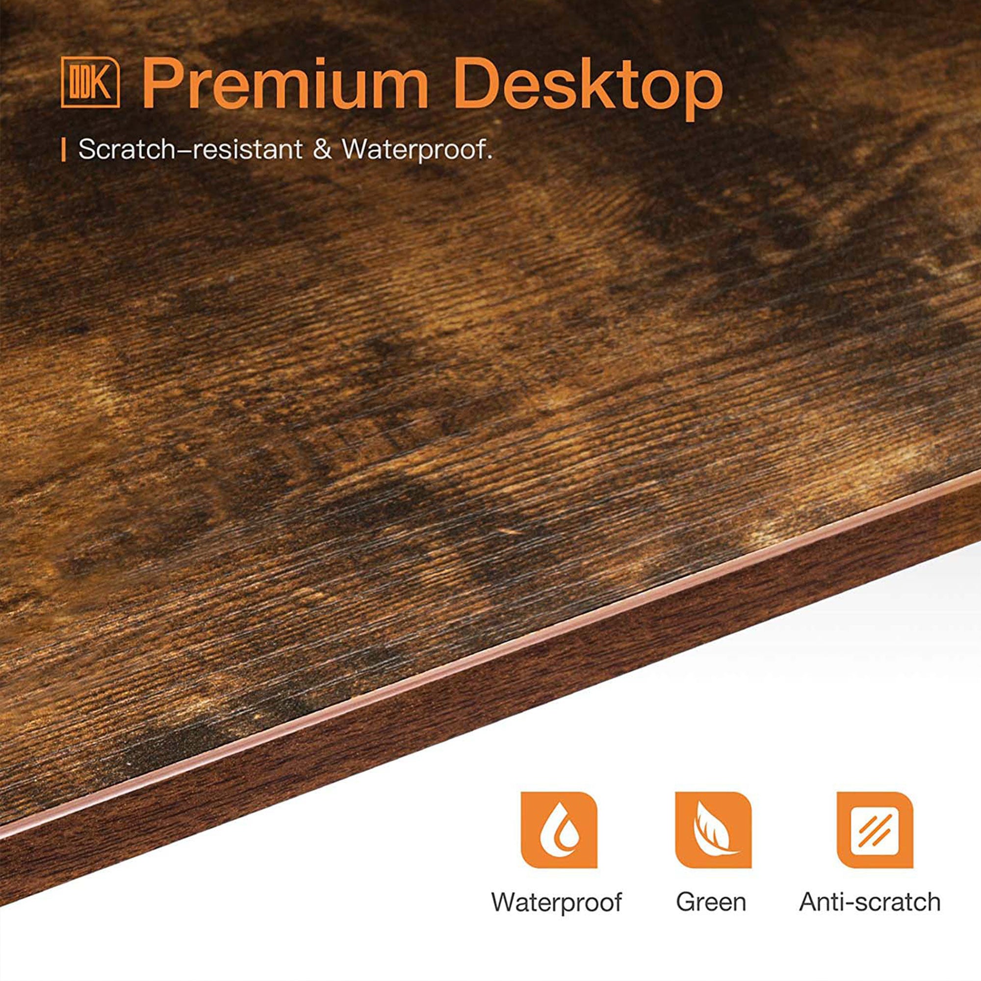 ODK Corner Triangle Computer Desk w/ Storage Space & Keyboard Tray, Rustic Brown - Smart-nests