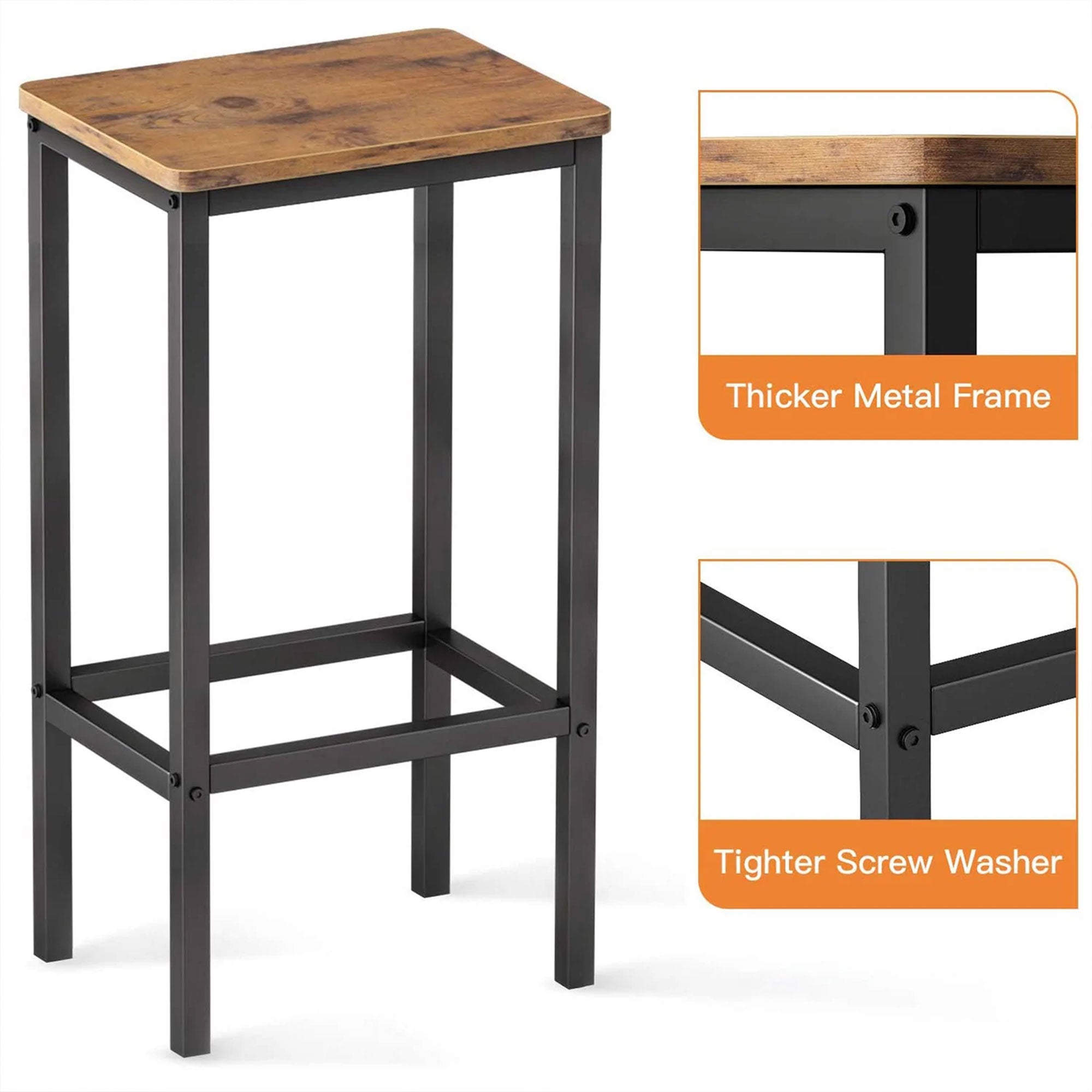 ODK 25.6 Inch Height Wooden Counter Stool Seat Barstool, Rustic Brown (2 Set) - Smart-nests