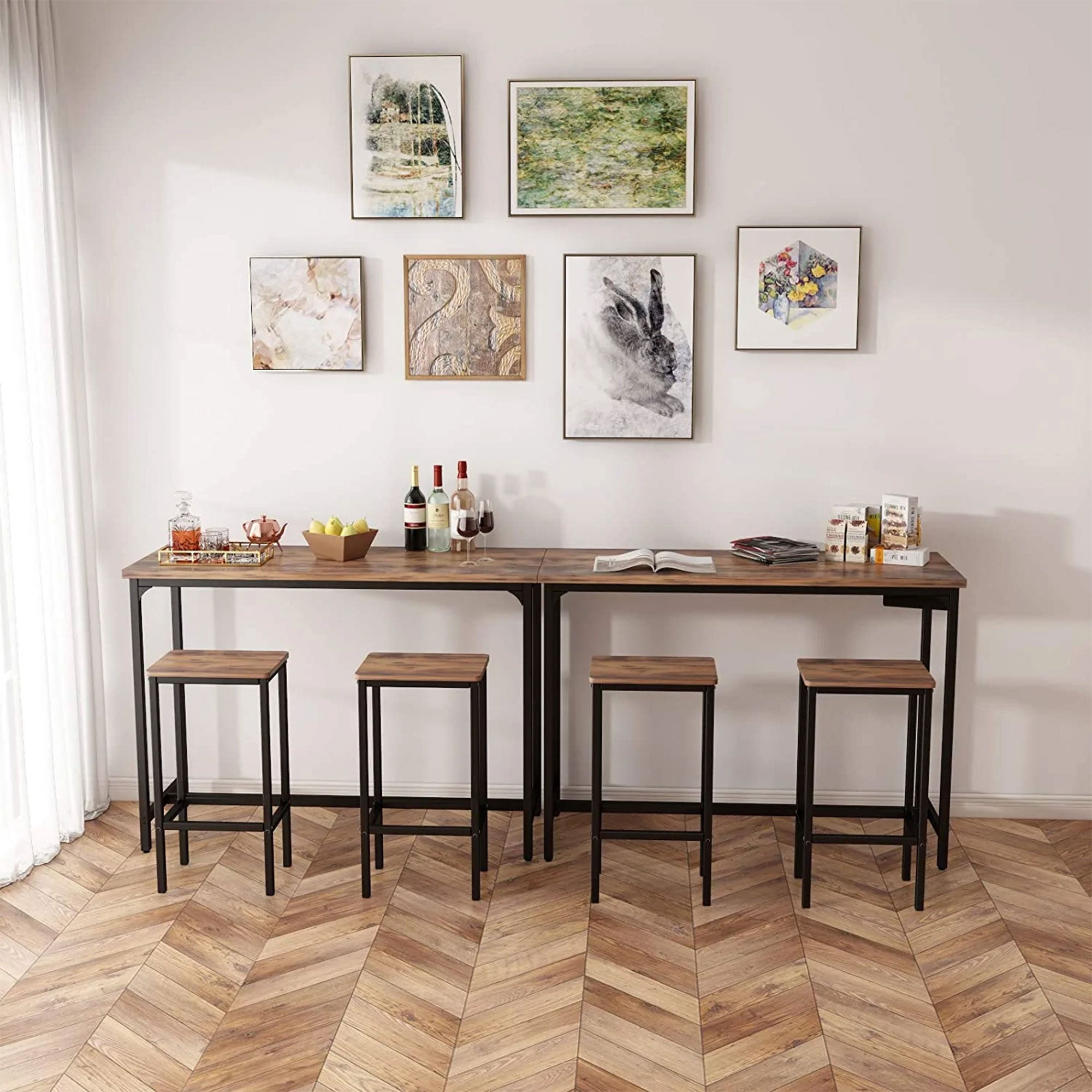 ODK 25.6 Inch Height Wooden Counter Stool Seat Barstool, Rustic Brown (2 Set) - Smart-nests