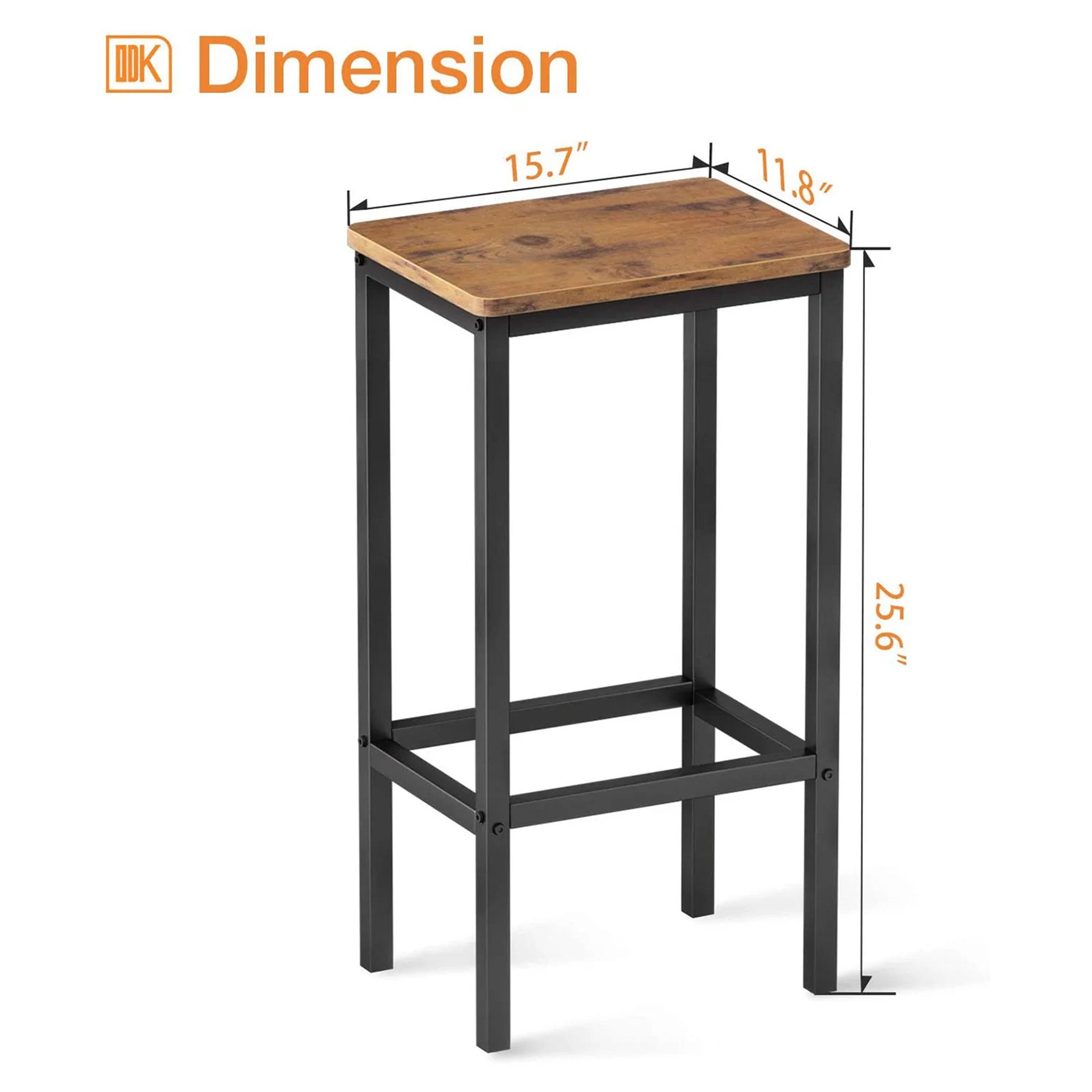 ODK 25.6 Inch Height Wooden Counter Stool Seat Barstool, Rustic Brown (2 Set) - Smart-nests