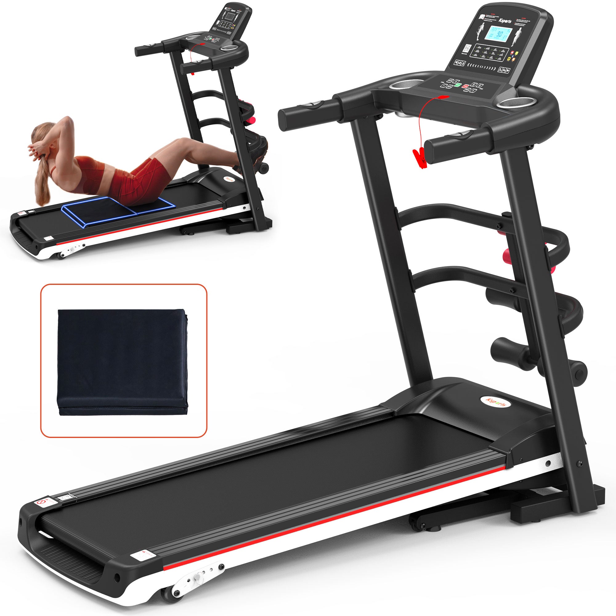 Ksports 16 Inch Wide Foldable Home Treadmill w/ Bluetooth & Fitness Tracking App - Smart-nests