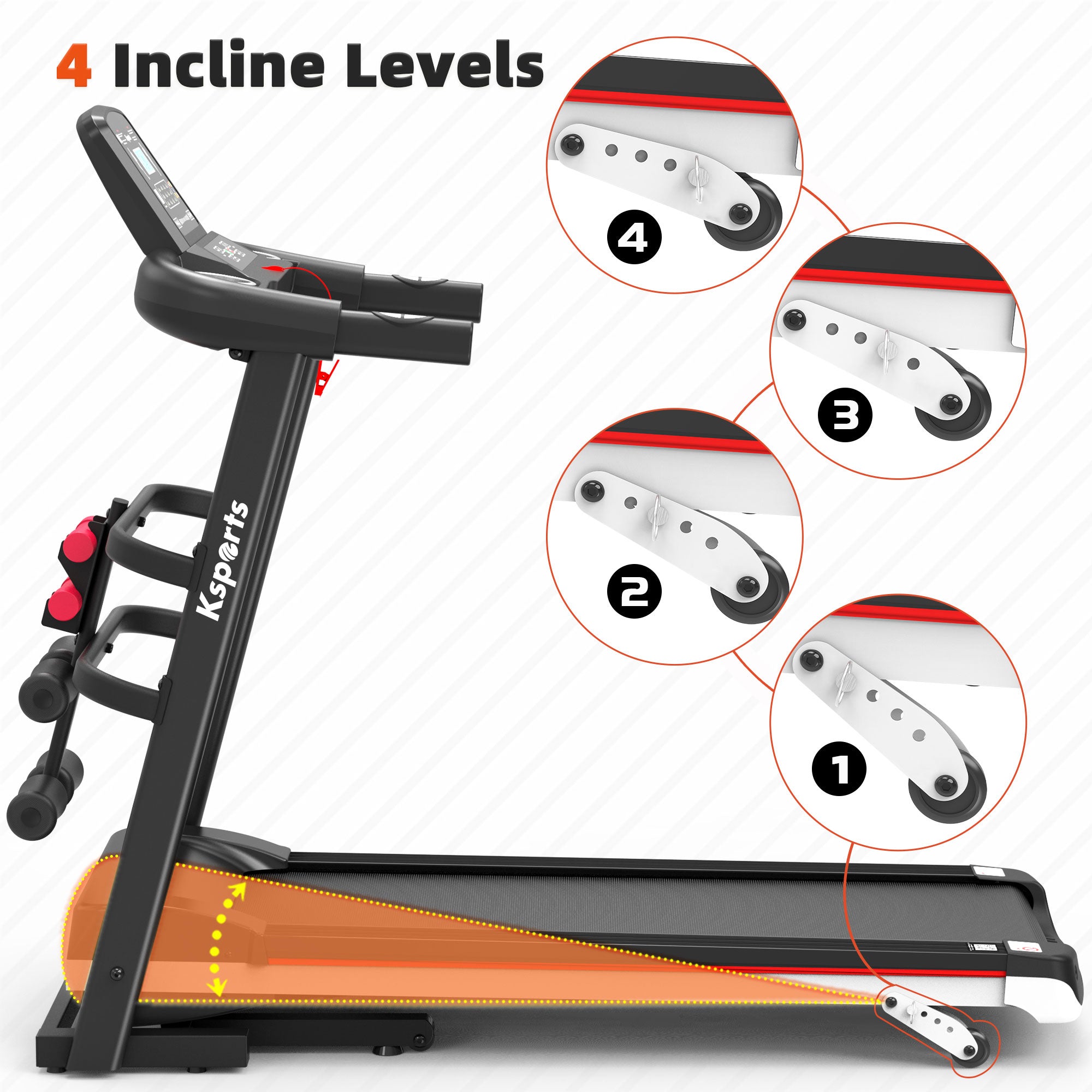 Ksports 16 Inch Wide Foldable Home Treadmill w/ Bluetooth & Fitness Tracking App - Smart-nests
