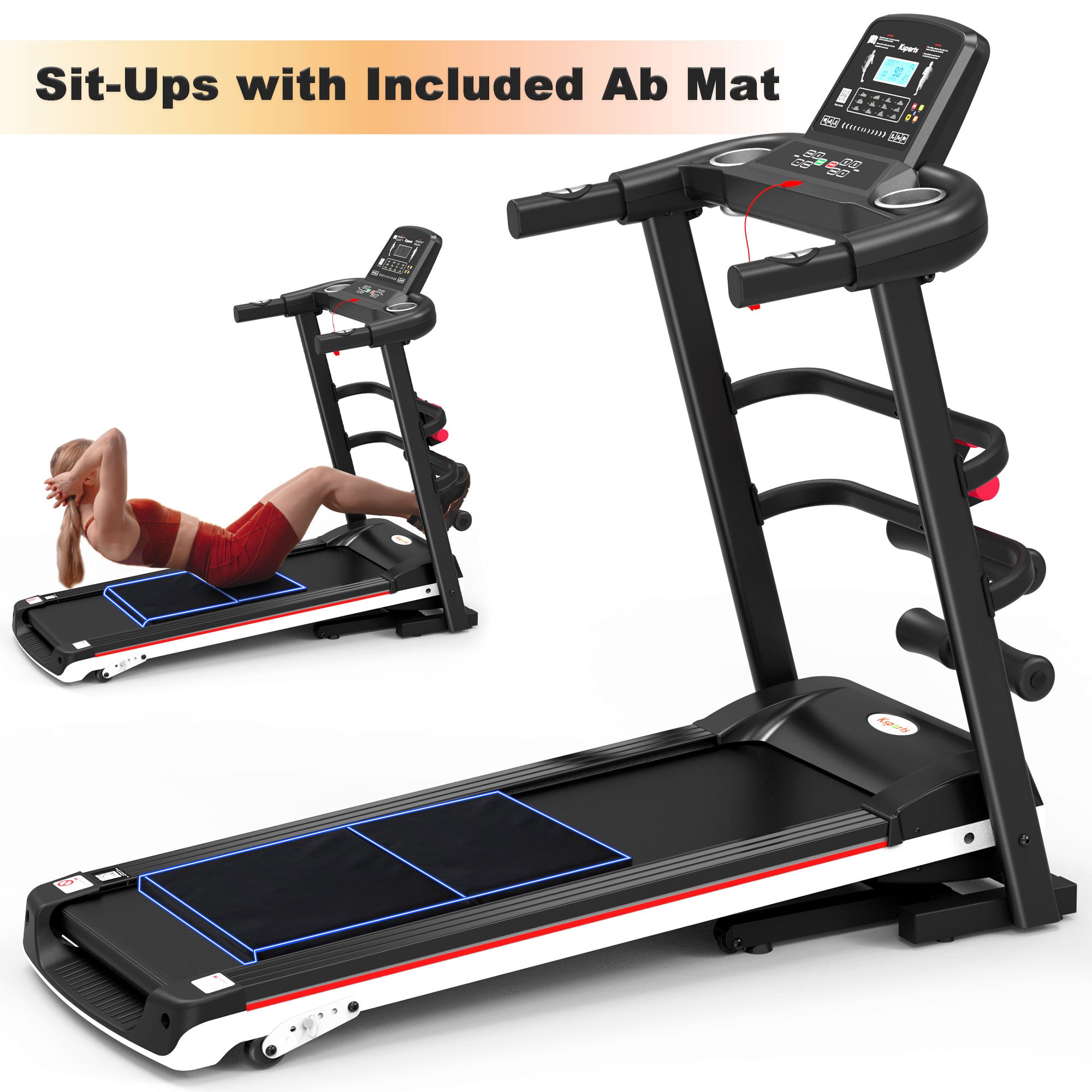 Ksports 16 Inch Wide Foldable Home Treadmill w/ Bluetooth & Fitness Tracking App - Smart-nests