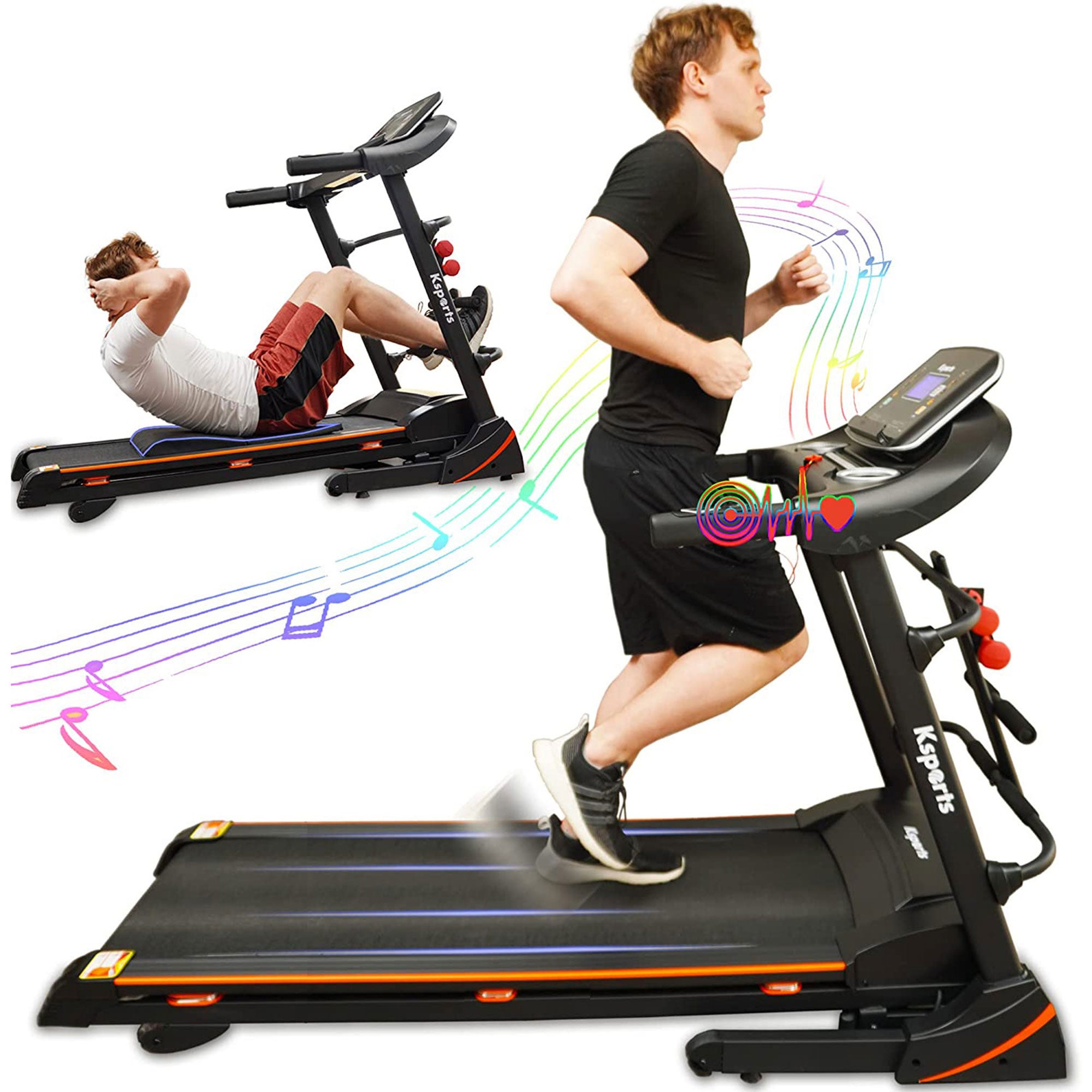 Ksports 16.5 In Wide Foldable Home Treadmill w/ Bluetooth & Fitness Tracking App - Smart-nests