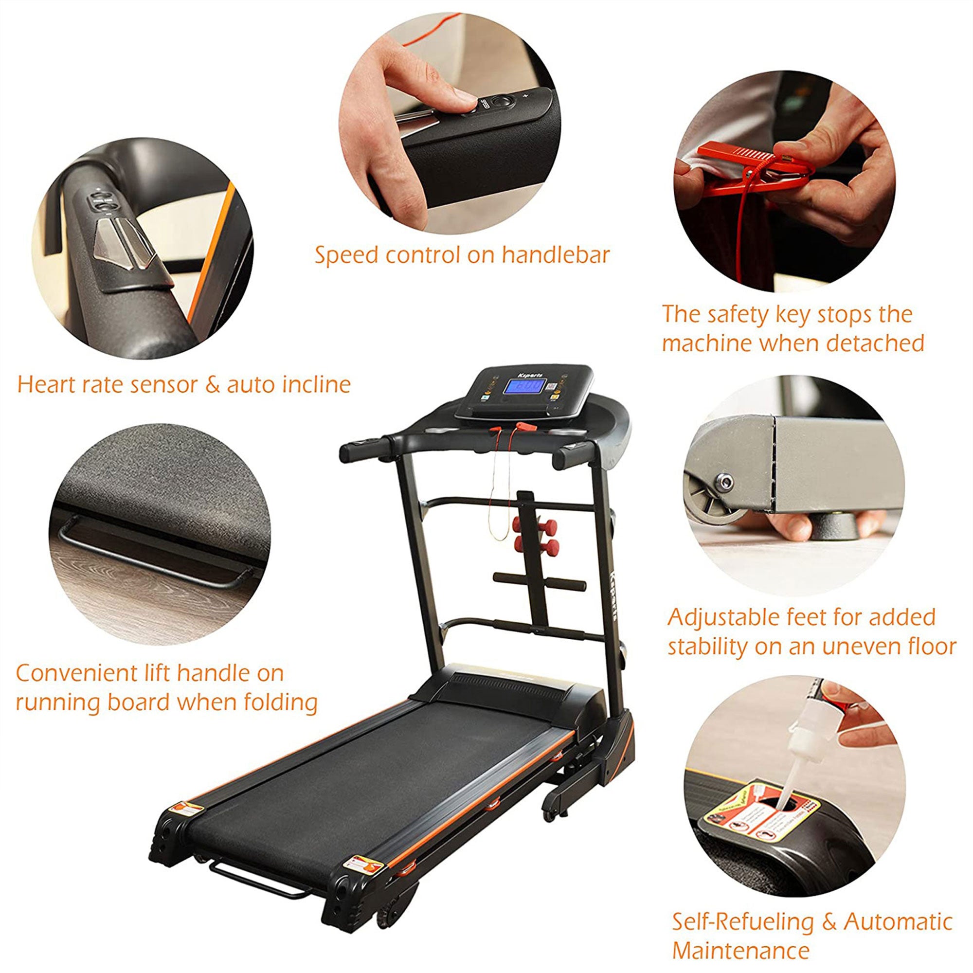 Ksports 16.5 In Wide Foldable Home Treadmill w/ Bluetooth & Fitness Tracking App - Smart-nests