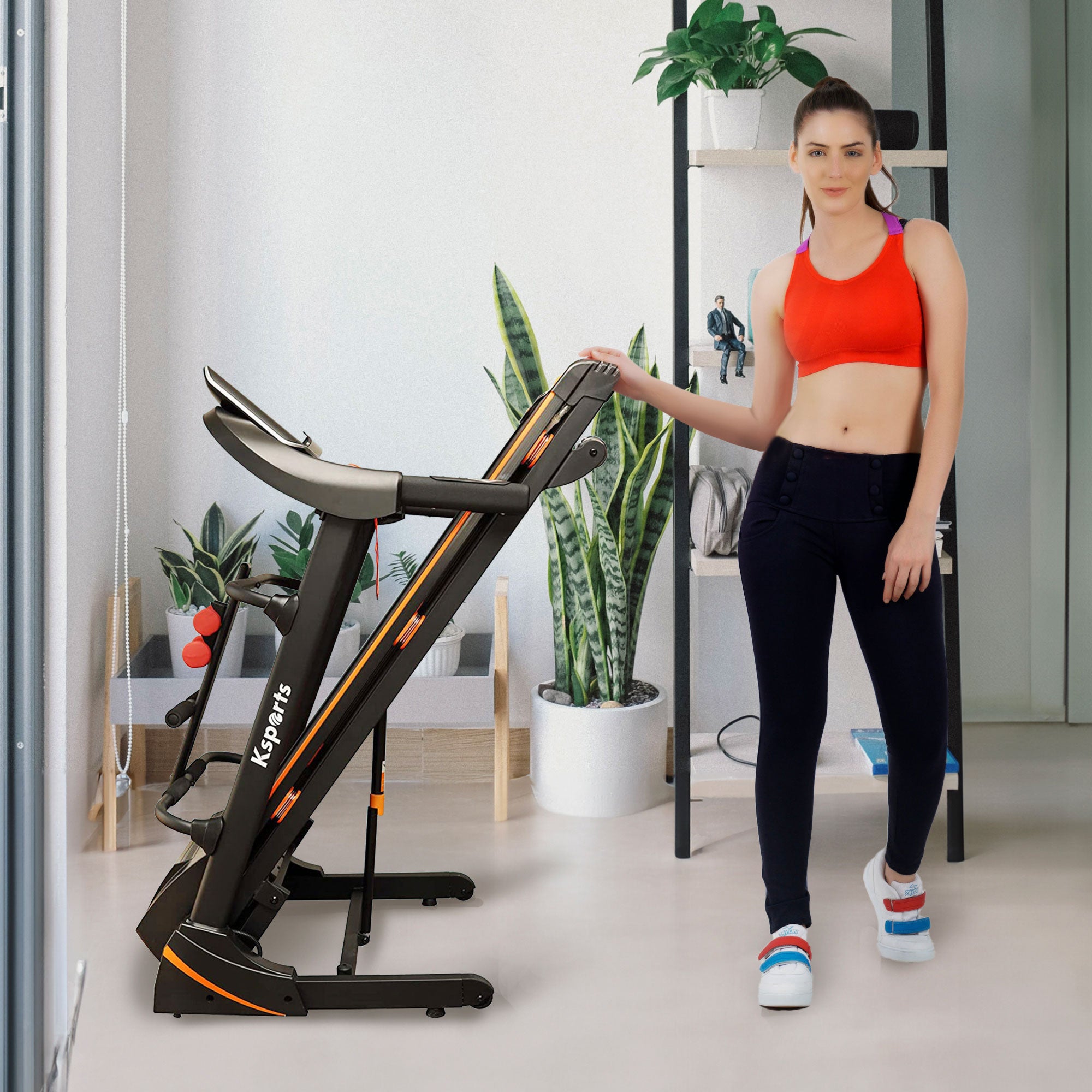 Ksports 16.5 In Wide Foldable Home Treadmill w/ Bluetooth & Fitness Tracking App - Smart-nests