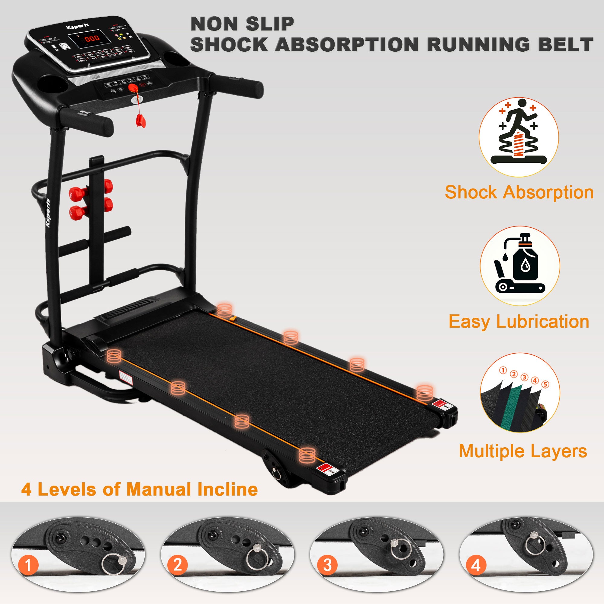 Ksports 16 Inch Wide Foldable Home Treadmill w/ Bluetooth & Fitness Tracking App - Smart-nests