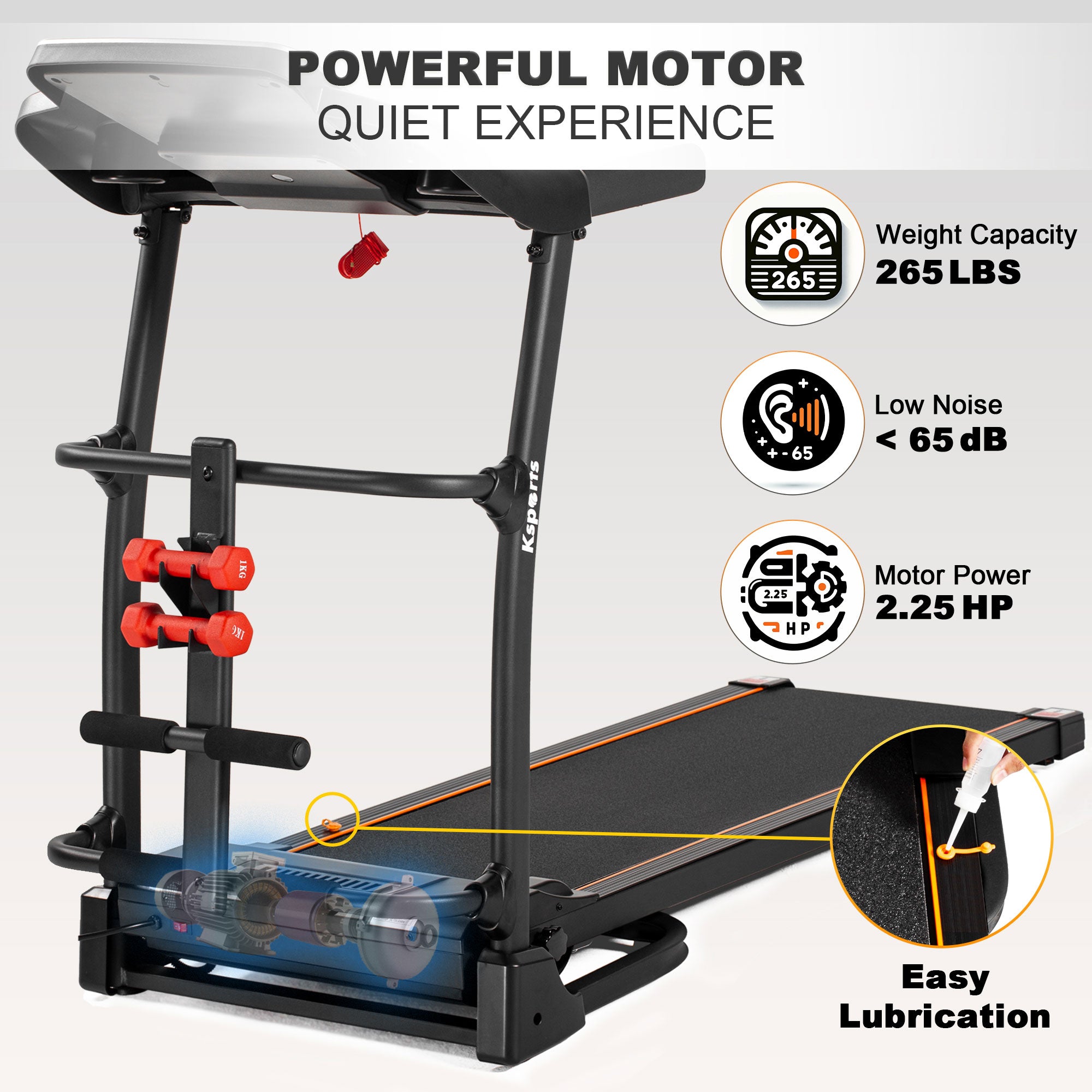 Ksports 16 Inch Wide Foldable Home Treadmill w/ Bluetooth & Fitness Tracking App - Smart-nests