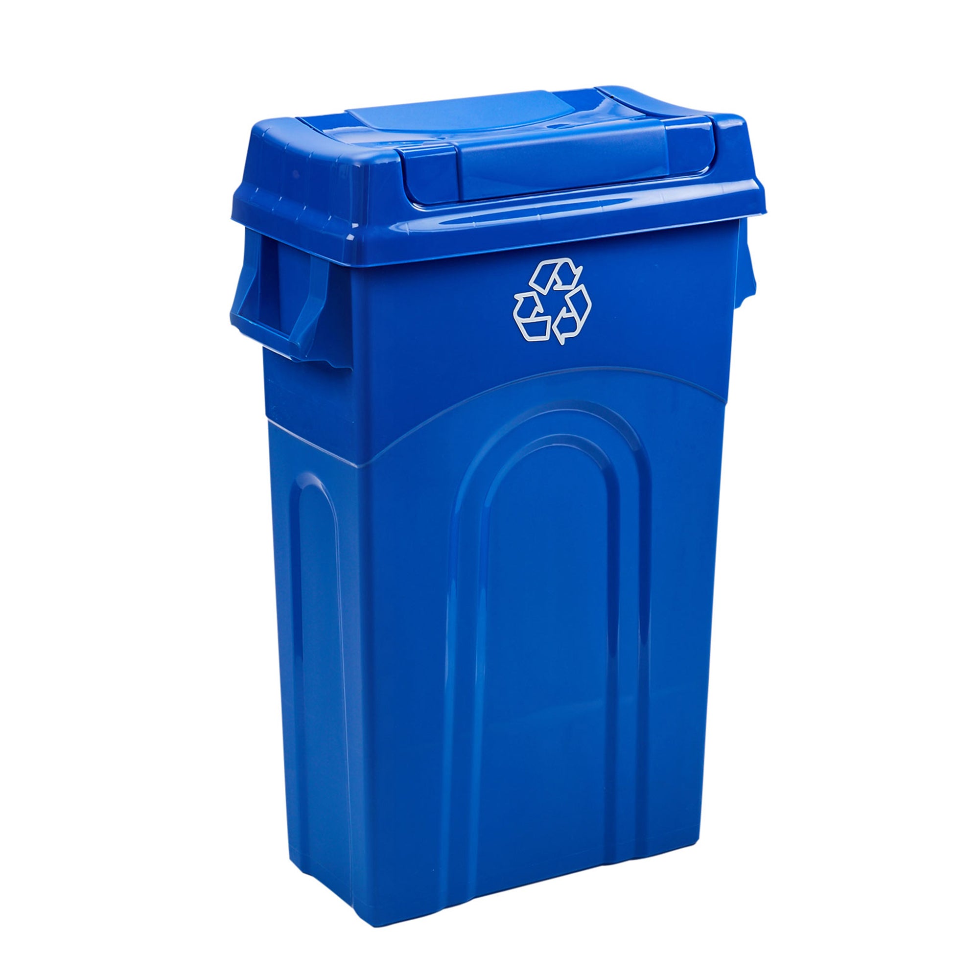 United Solutions 23 Gallon Highboy Kitchen Recycling Bin with Swing Lid, Blue - Smart-nests
