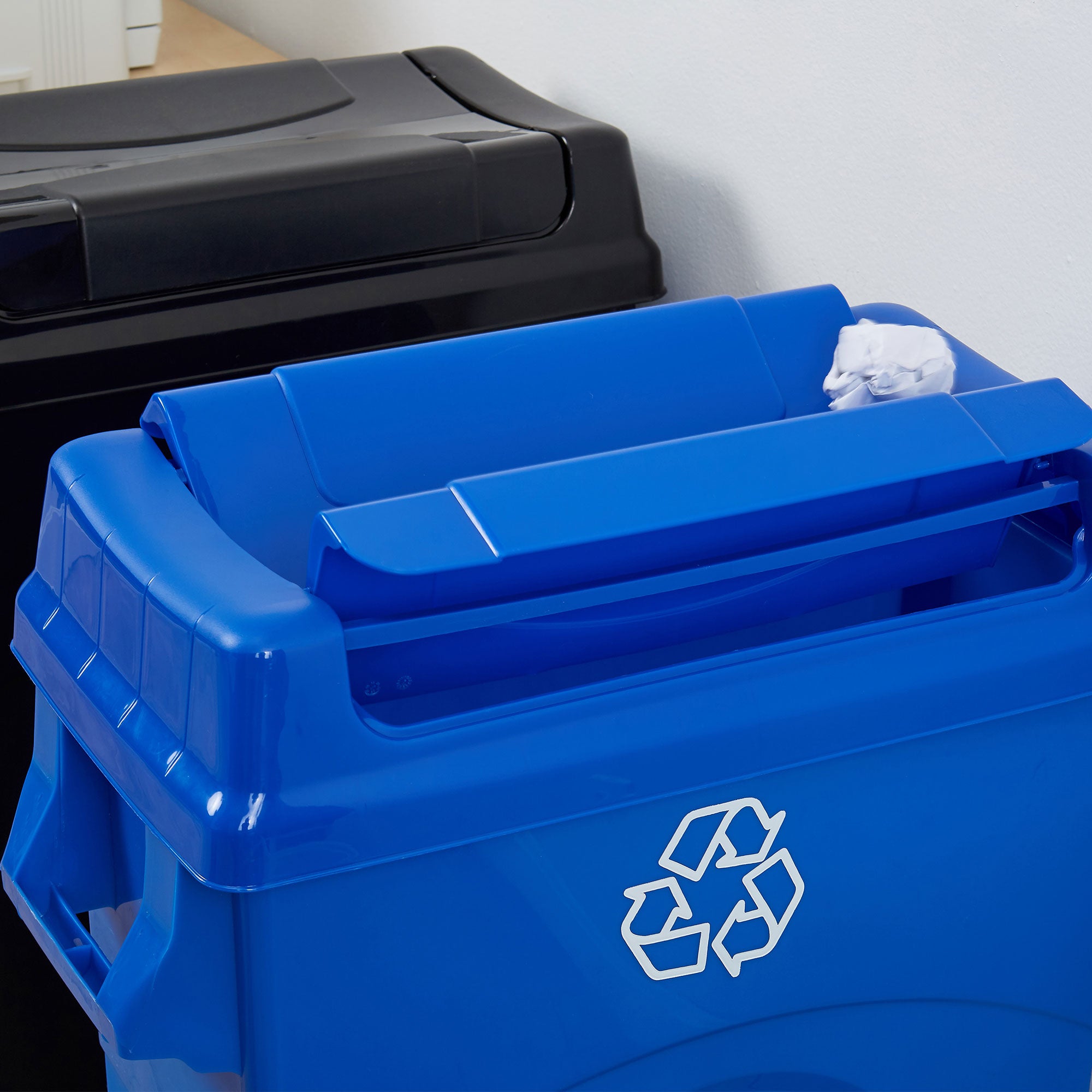 United Solutions 23 Gallon Highboy Kitchen Recycling Bin with Swing Lid, Blue - Smart-nests