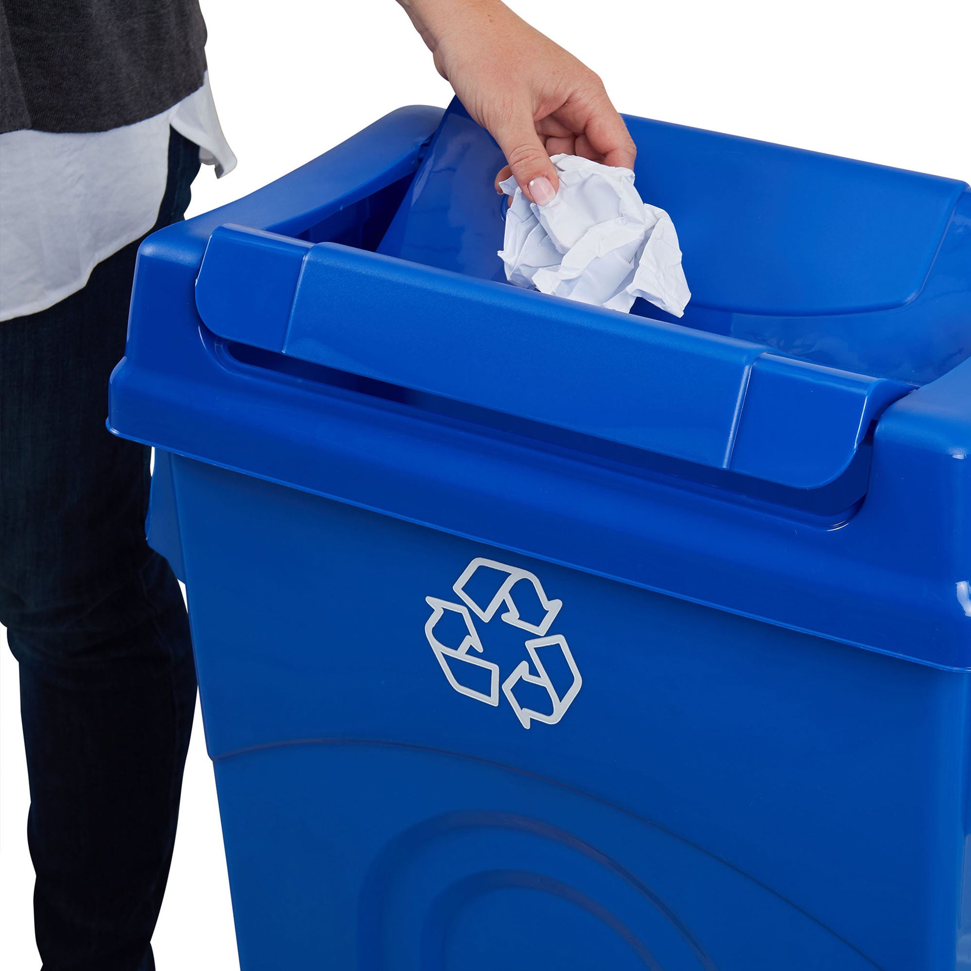 United Solutions 23 Gallon Highboy Kitchen Recycling Bin with Swing Lid, Blue - Smart-nests