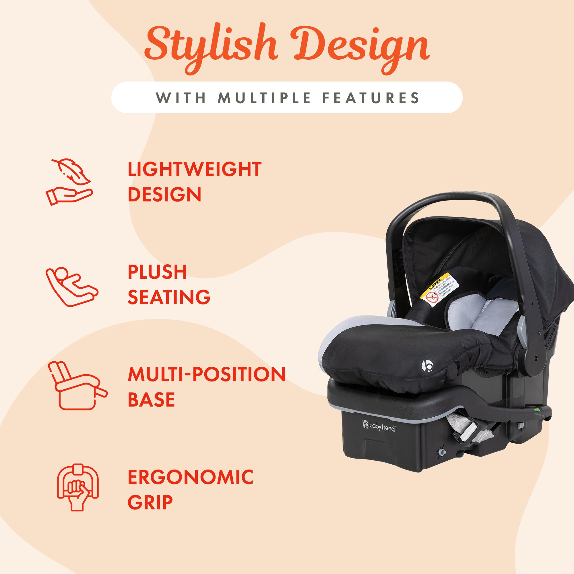 Baby Trend EZ-Lift Plus Lightweight Infant Car Seat, Cozy Cover & Base, Stormy - Smart-nests