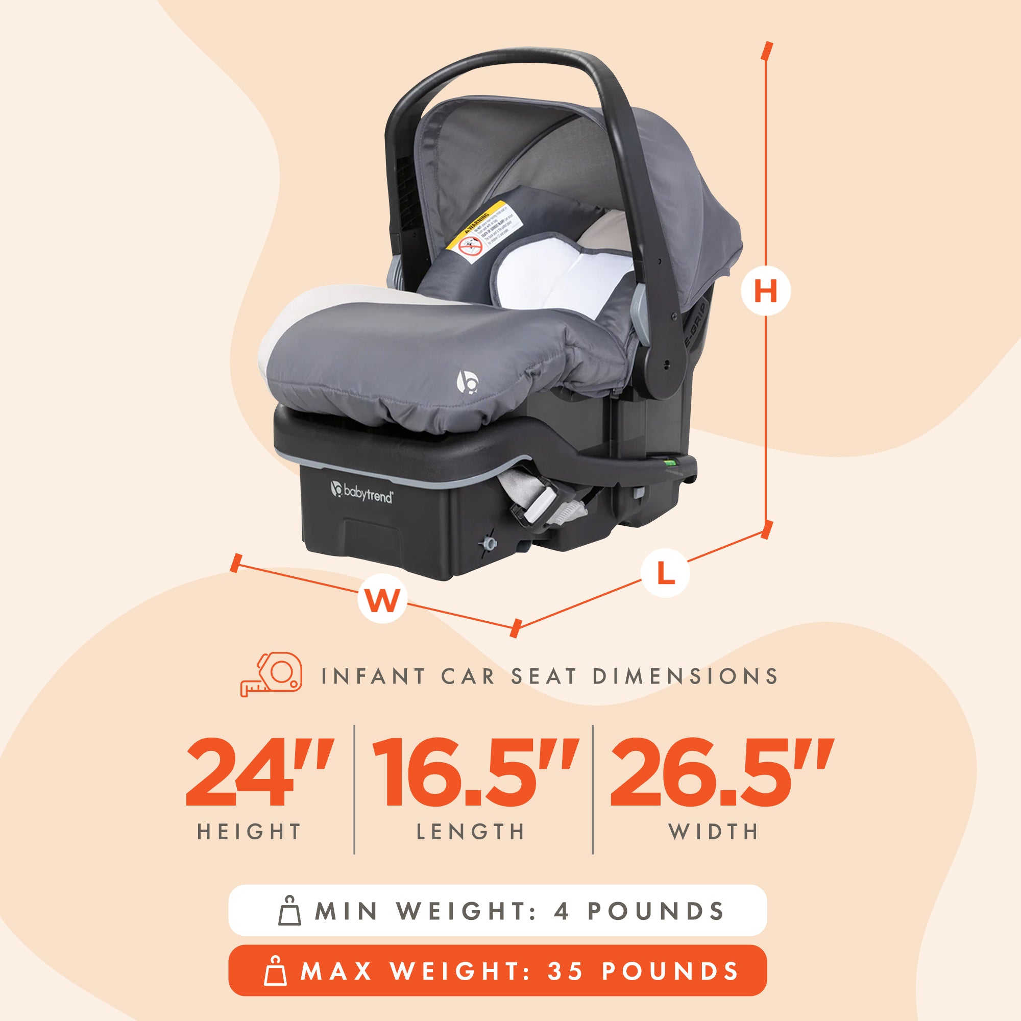 Baby Trend EZ-Lift Plus Lightweight Infant Car Seat, Cozy Cover & Base, Magnolia - Smart-nests