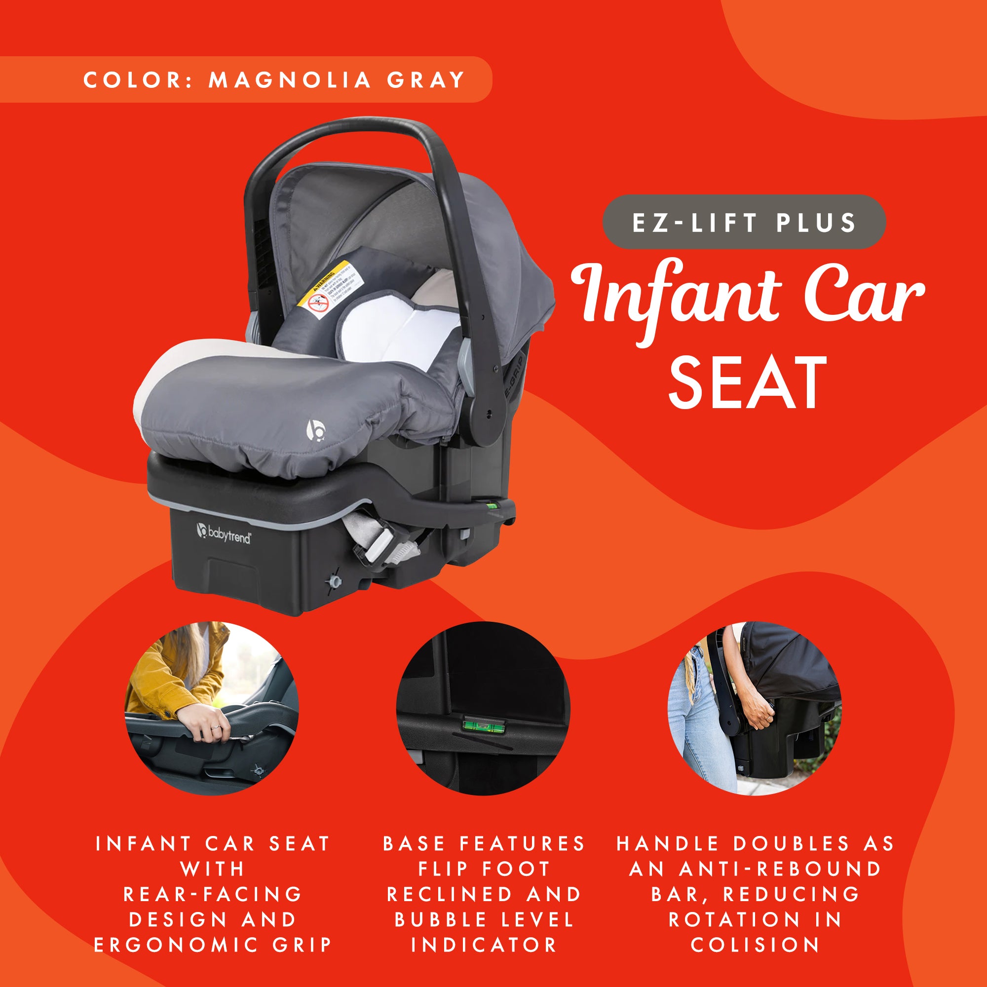 Baby Trend EZ-Lift Plus Lightweight Infant Car Seat, Cozy Cover & Base, Magnolia - Smart-nests