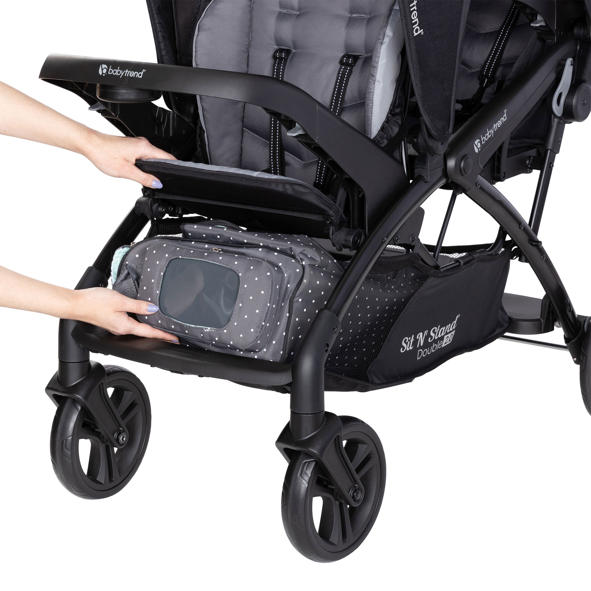 Baby Trend Sit N' Stand Double Stroller 2.0 DLX w/5 Point Safety Harness, Stormy - Smart-nests