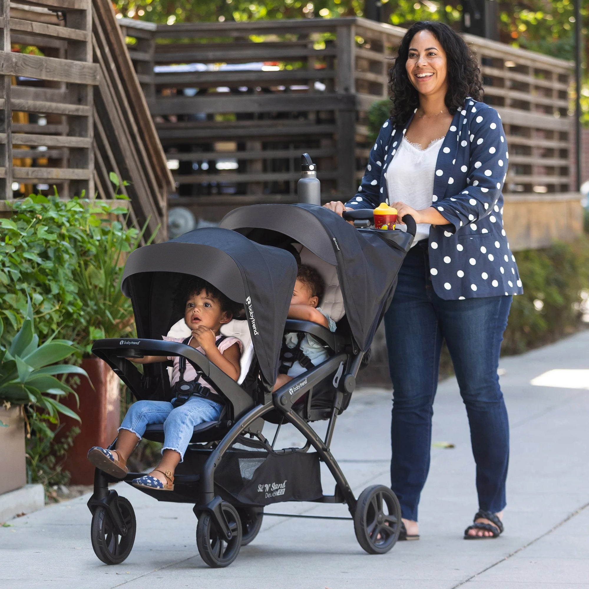 Baby Trend Sit N' Stand Double Stroller 2.0 DLX w/5 Point Safety Harness, Stormy - Smart-nests