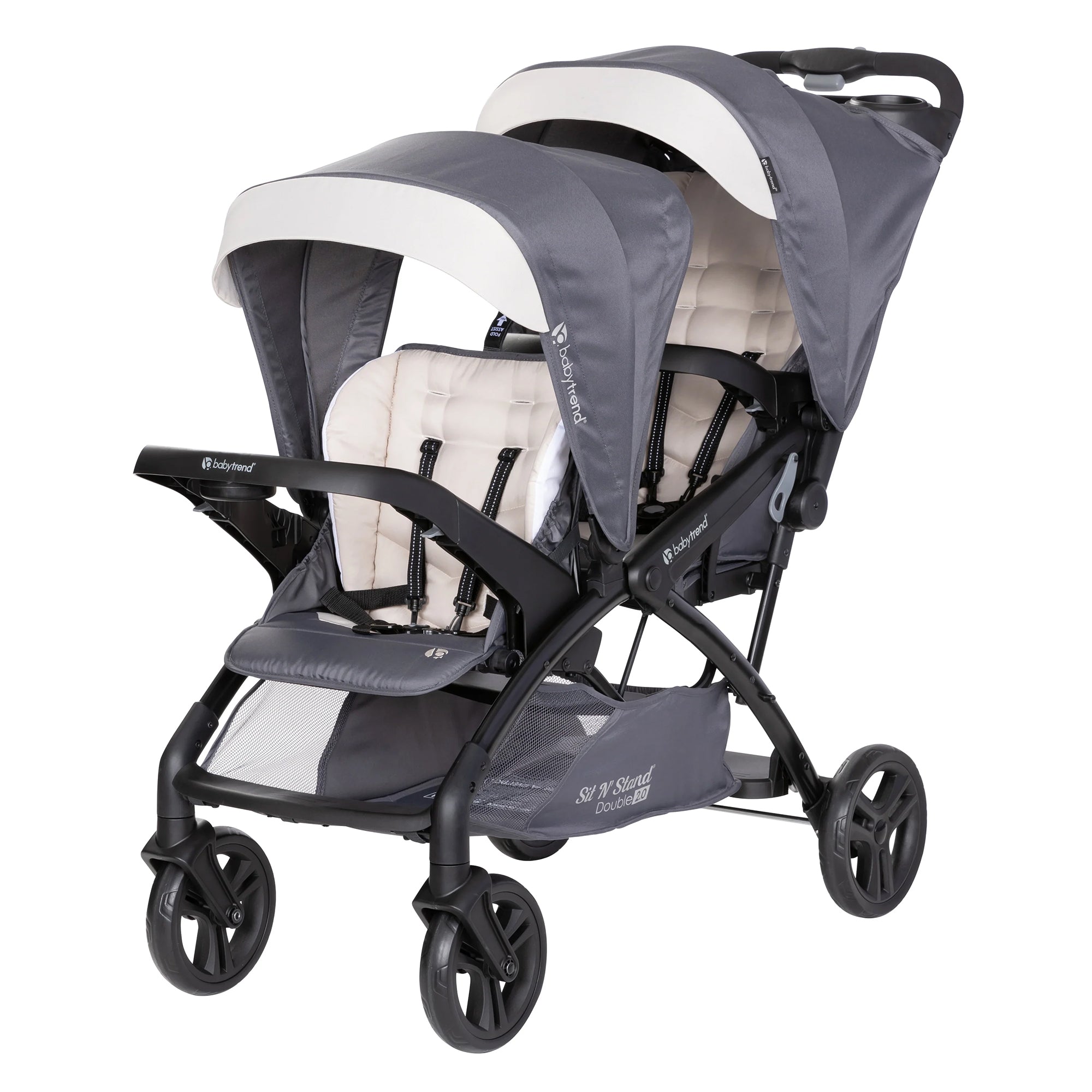 Baby Trend Sit N' Stand Double Stroller 2.0 DLX with 5 Point Harness, Magnolia - Smart-nests