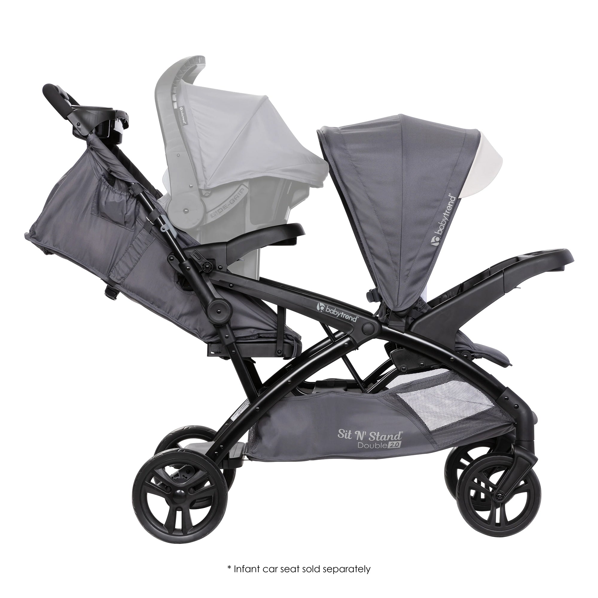 Baby Trend Sit N' Stand Double Stroller 2.0 DLX with 5 Point Harness, Magnolia - Smart-nests