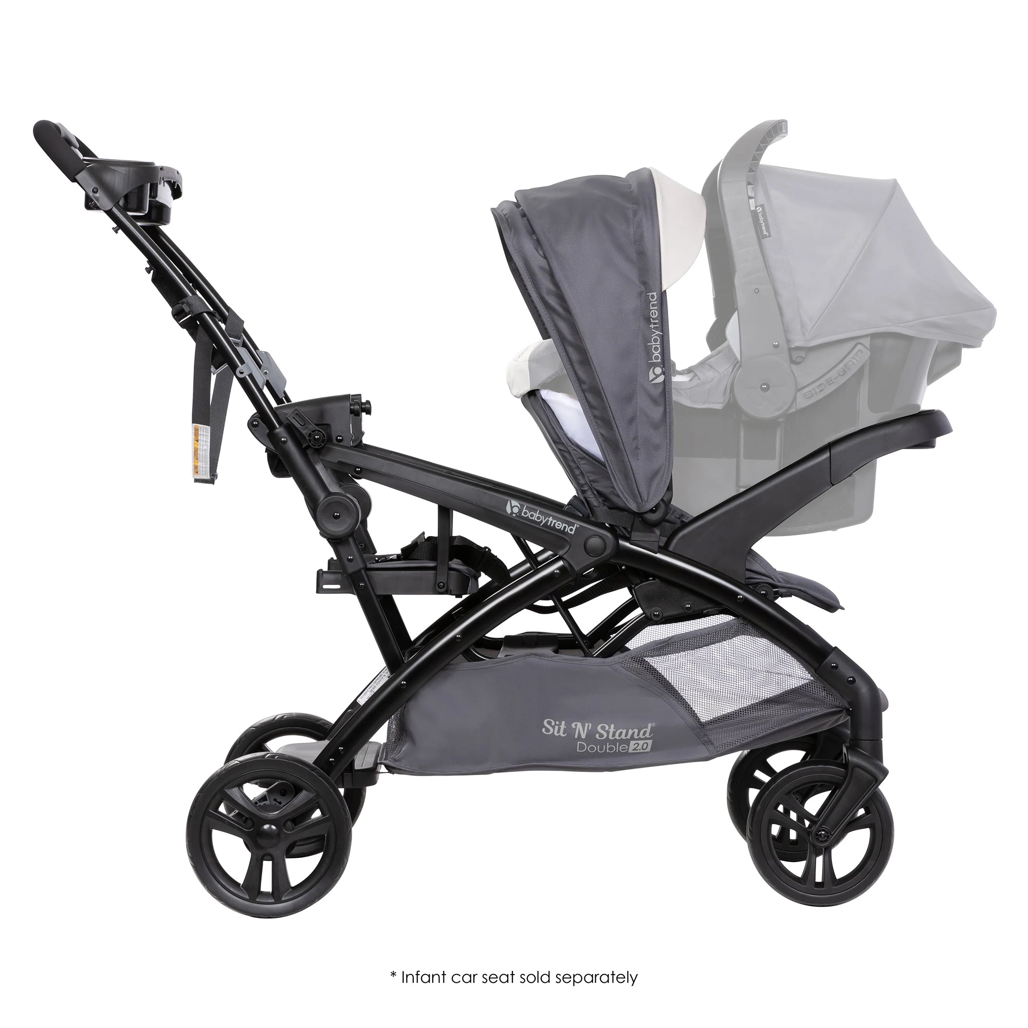 Baby Trend Sit N' Stand Double Stroller 2.0 DLX with 5 Point Harness, Magnolia - Smart-nests