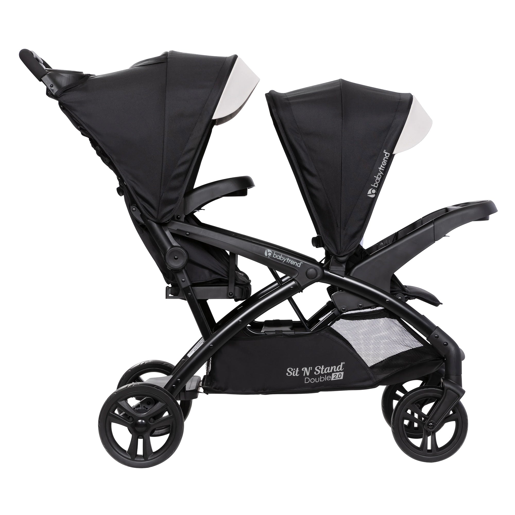 Baby Trend Sit N' Stand Double Stroller 2.0 DLX w/5 Point Harness, Modern Khaki - Smart-nests