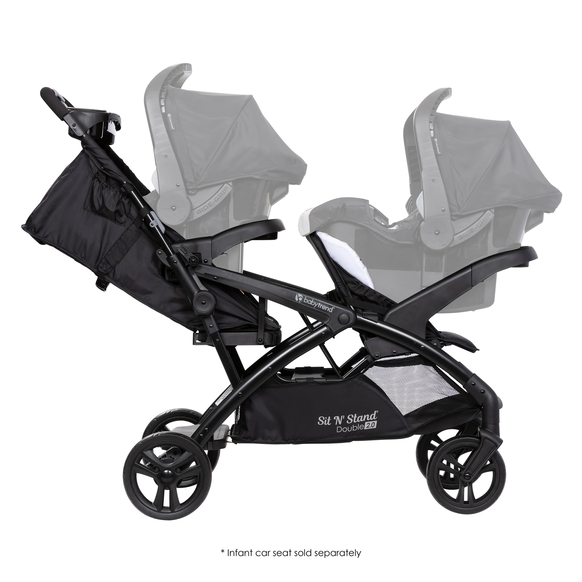 Baby Trend Sit N' Stand Double Stroller 2.0 DLX w/5 Point Harness, Modern Khaki - Smart-nests