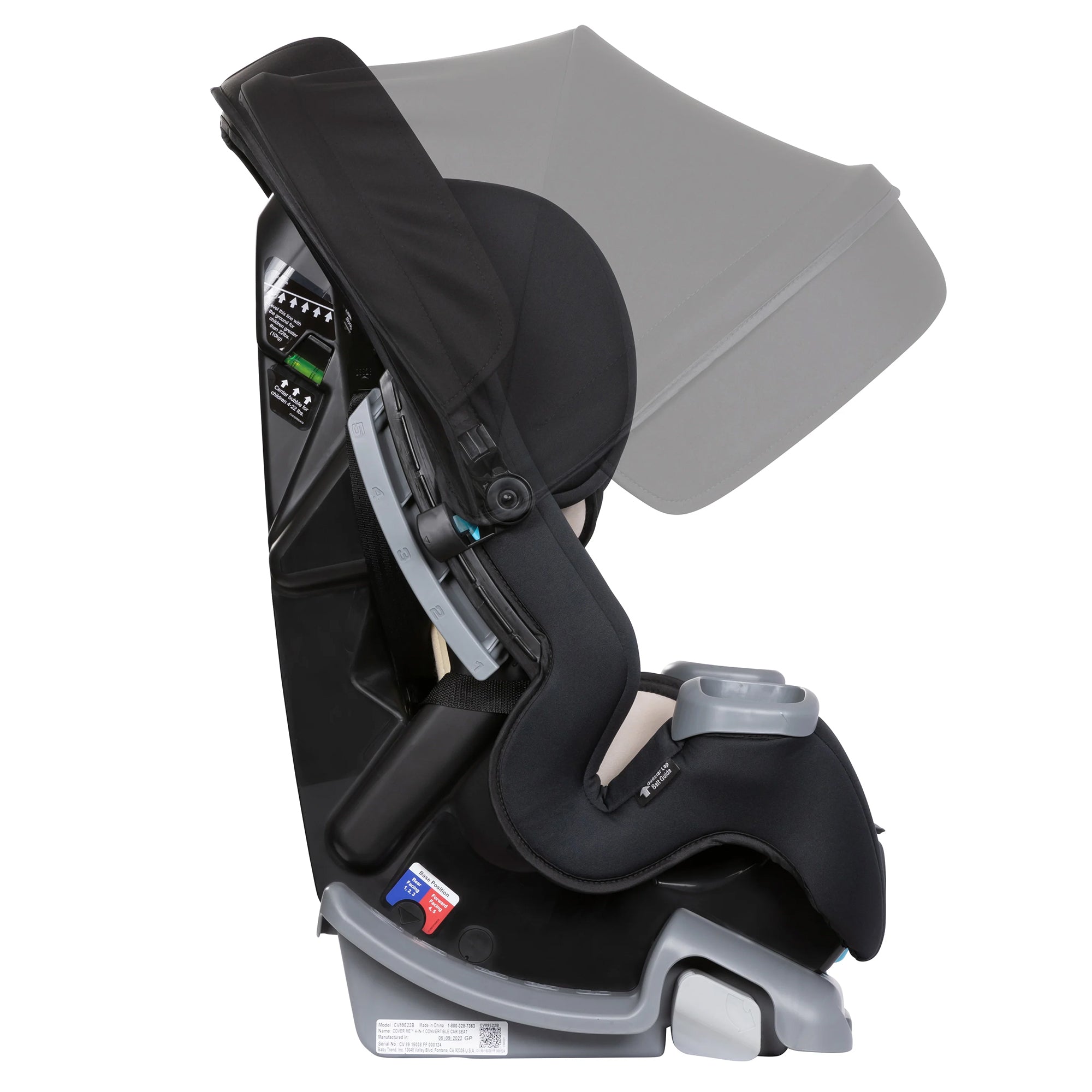 Baby Trend Cover Me 4 in 1 Convertible Car Seat with Adjustable Canopy, Black - Smart-nests